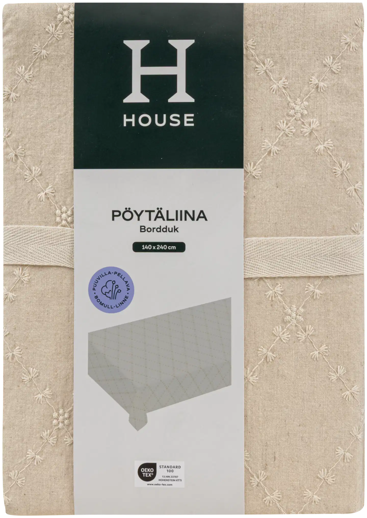House pöytäliina Embroidery 140x240 cm pellava - 2