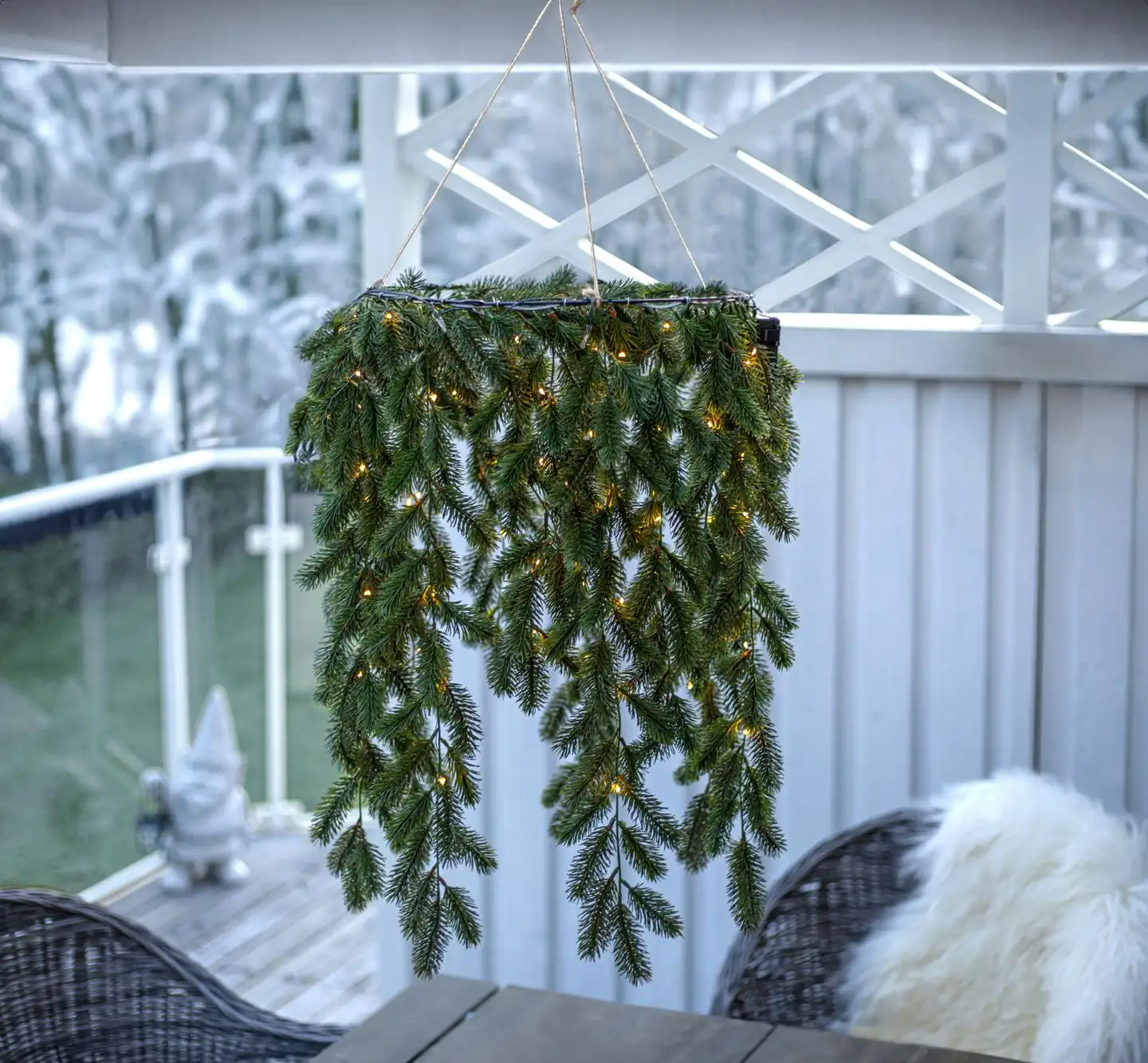 Star Trading  LED-riippukranssi Erna 50x50 cm 0,32W 3100K paristokäyttöinen vihreä IP44 - 4