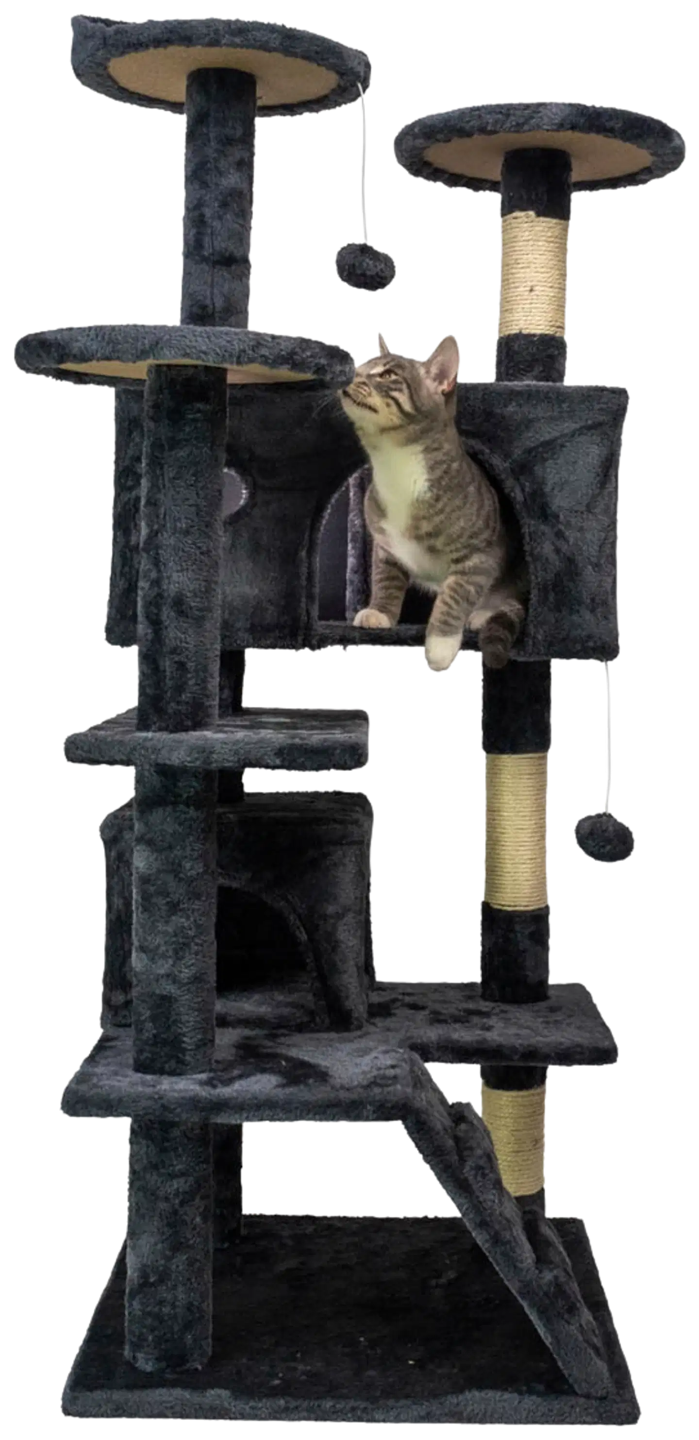 Trekker kissan kiipeilypuu Hotel 130 cm harmaa - 1