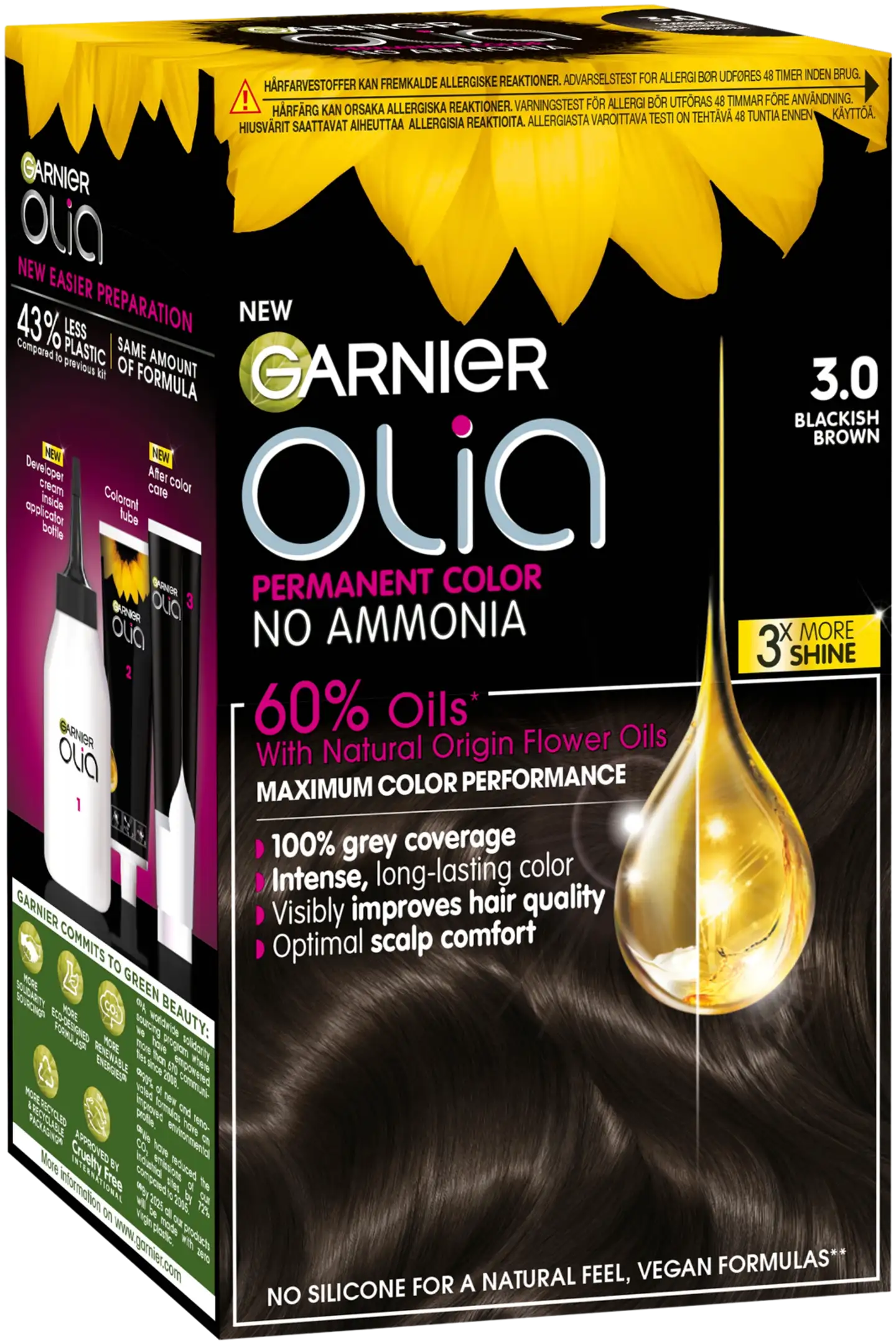 Garnier Olia 3.0 Soft Black kestoväri 174ml - 2