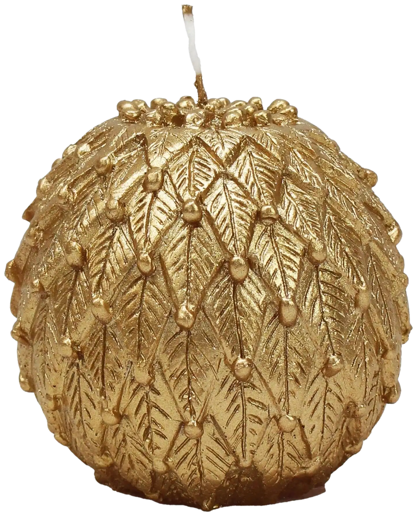 Pallokynttilä 8 cm kohokuvio lehdet, kulta