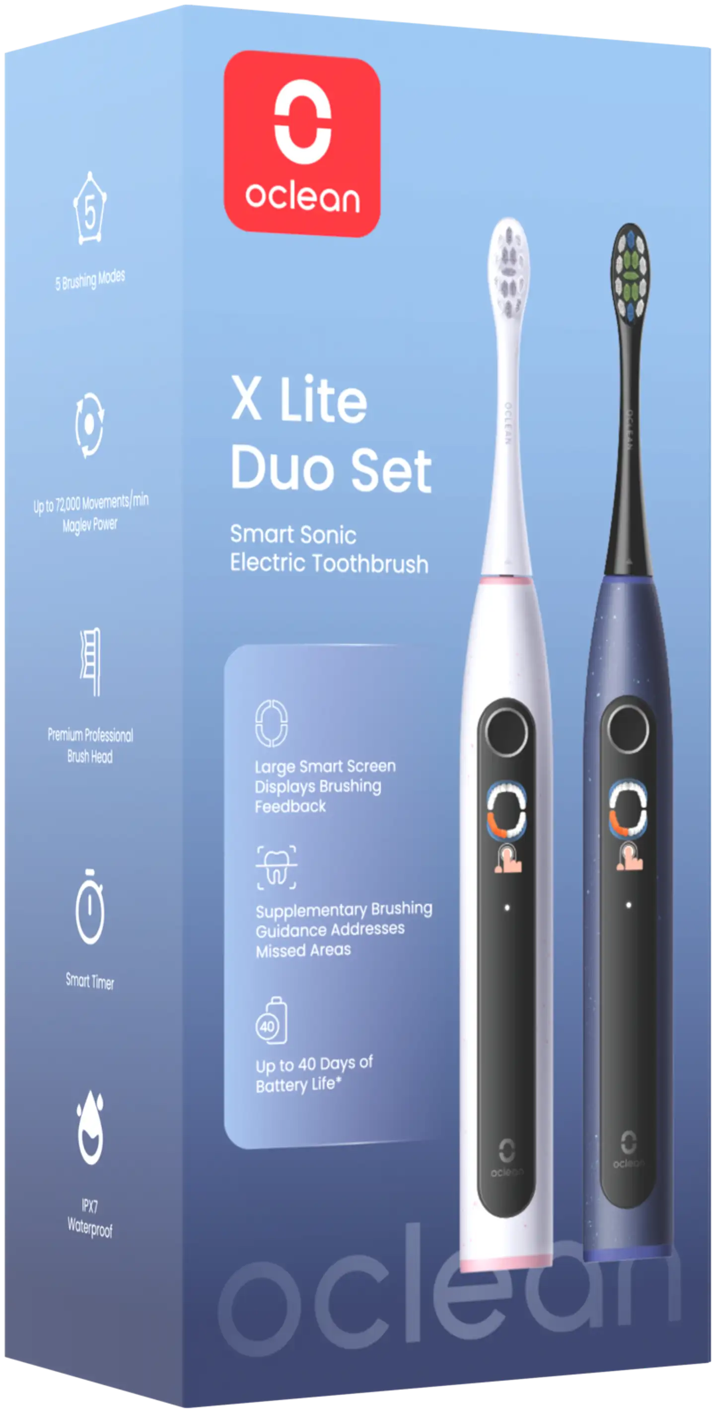 Oclean X Lite S Duo Set sähköhammasharja tummansininen & harmaa C01000668 - 1