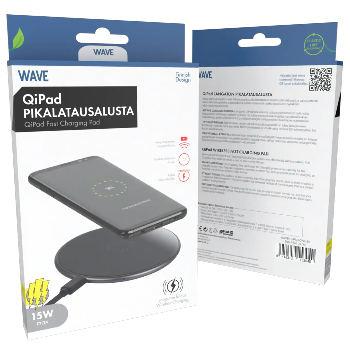 Wave QiPad langaton pikalatausalusta (15 W) musta - 4