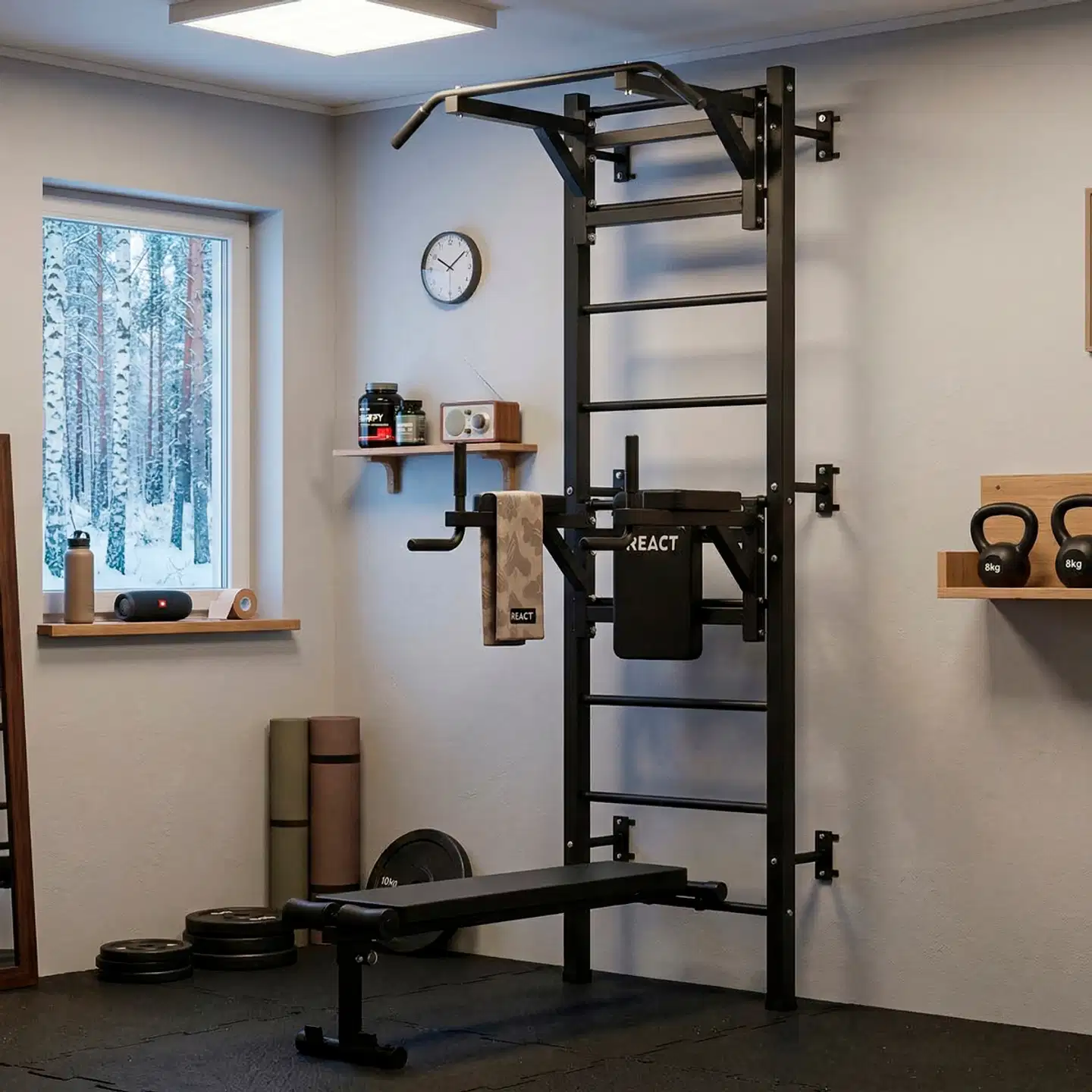 React Puolapuut/kuntotorni Metallinen Musta - 10