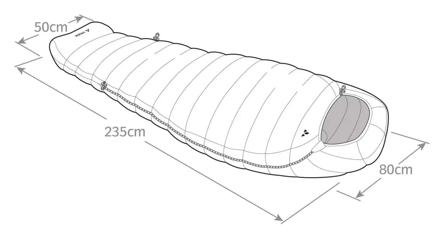 Vaude untuvamakuupussi Rotstein 1250 DWN navy talvikäyttöön - 2