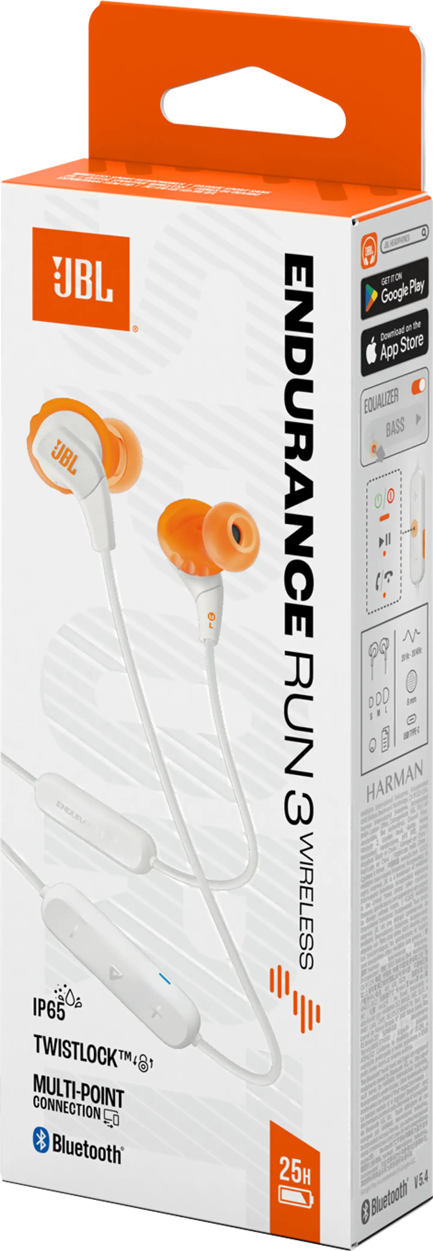 JBL Bluetooth Sport nappikuulokkeet Endurance Run 3BT valkoinen - 10