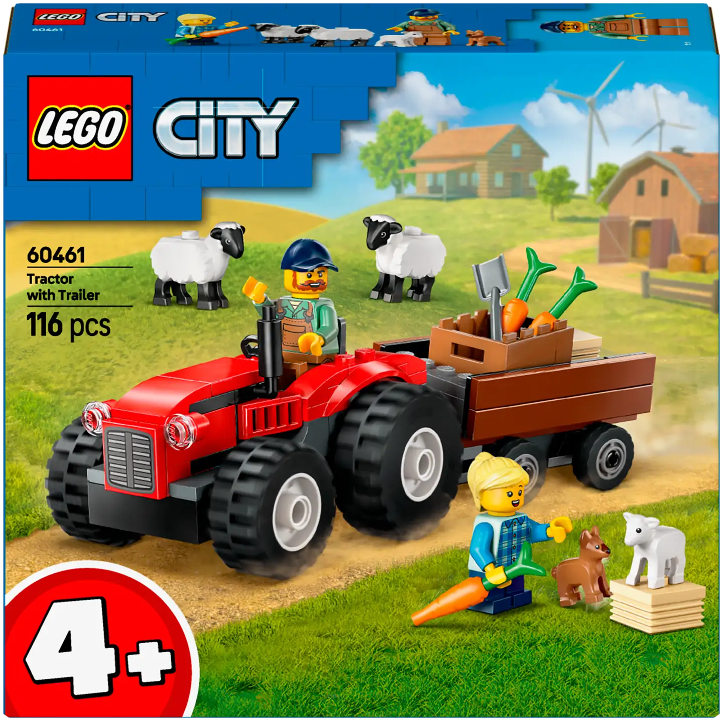 LEGO® City Great Vehicles 60461 Maatilan punainen traktori, peräkärry ja lampaat - 2