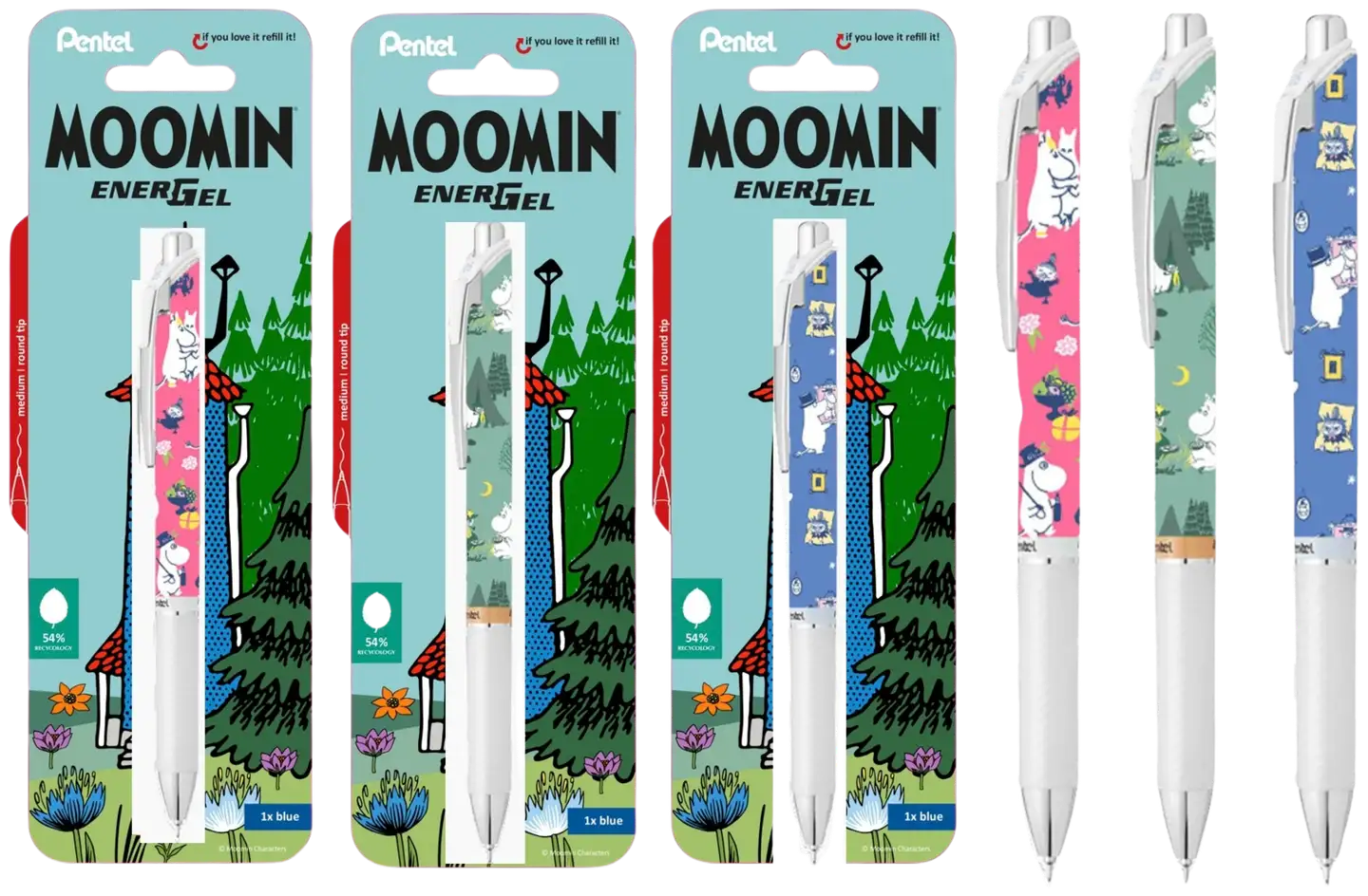 Geelirolleri Pentel MOOMIN 0,7mm erilaisia