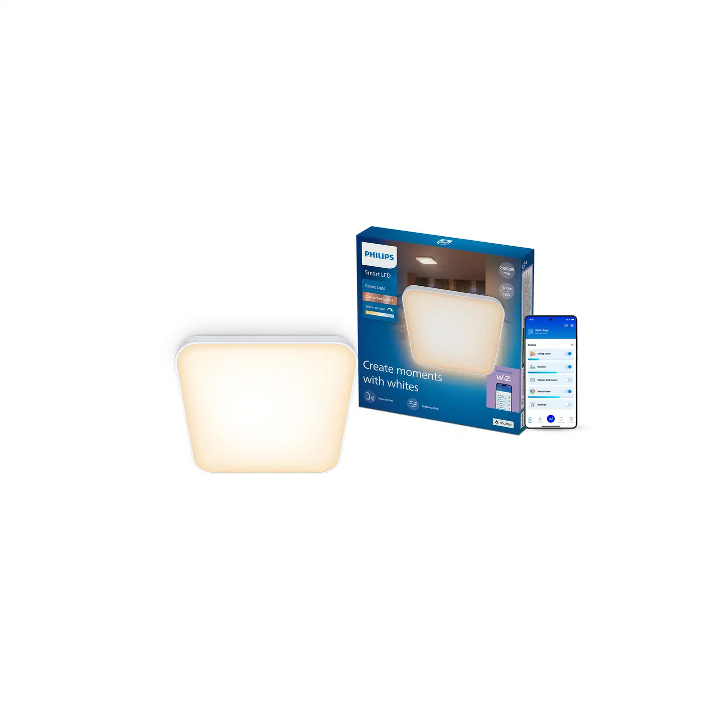 Philips Smart Lighting kattovalaisin neliö 18W 2700-6500K valkoinen säädettävä - 4