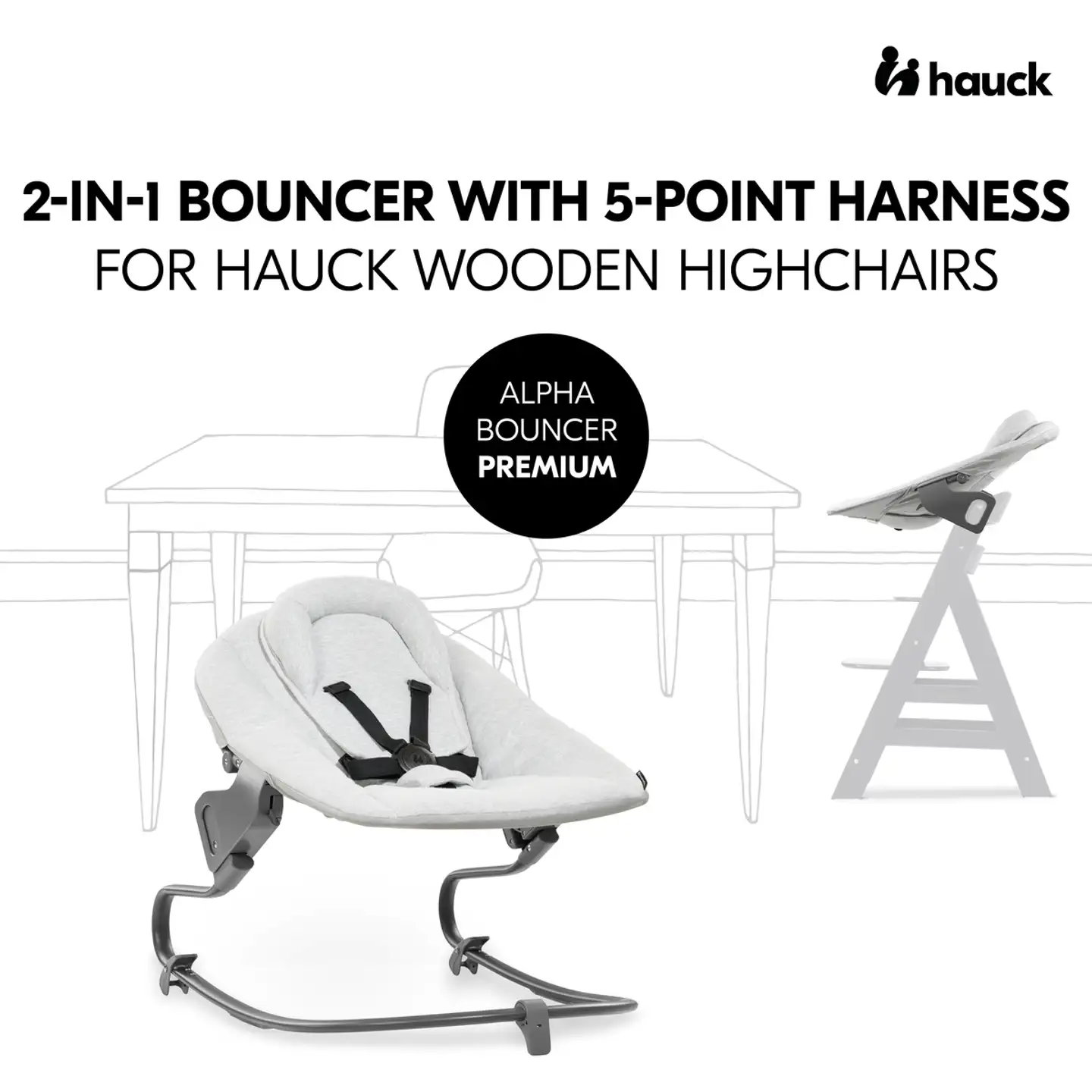 Hauck sitteri Alpha Bouncer Premium vaalean harmaa - 15