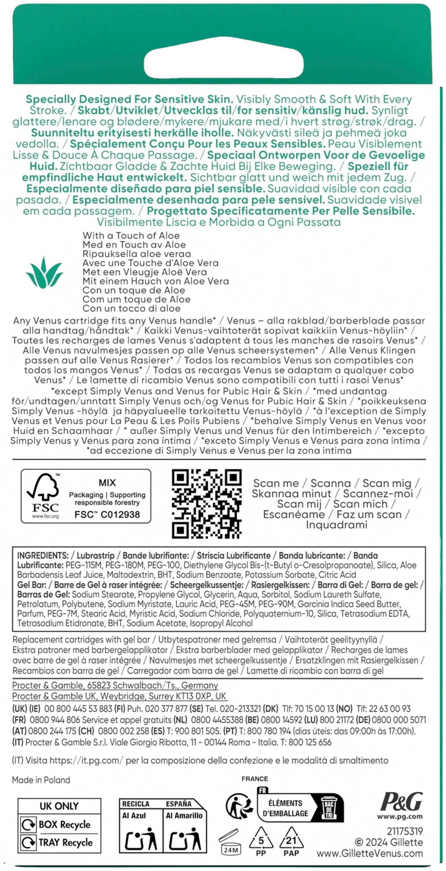 Gillette Venus Pro ComfortGlide Sensitive 9kpl terä - 2