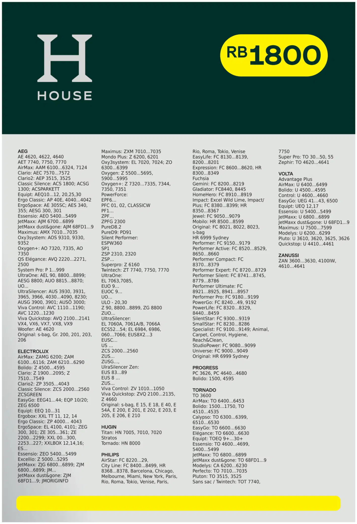 House RB1800 pölypussi 4 kpl + moottorisuodatin - 4