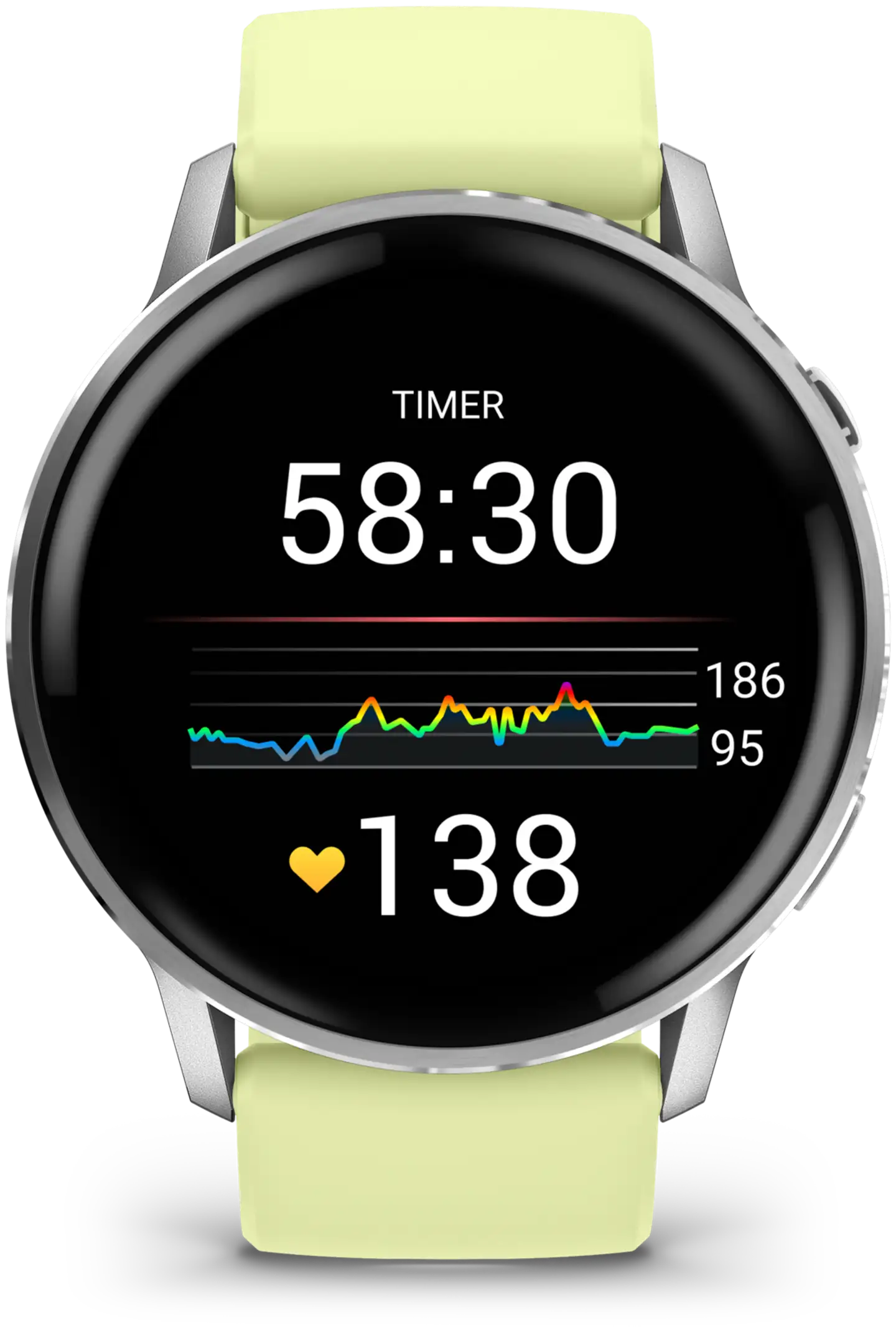 Garmin Venu 4 – 45 mm, Hopeanvärinen ja sitruunankeltainen silikonihihna - 4