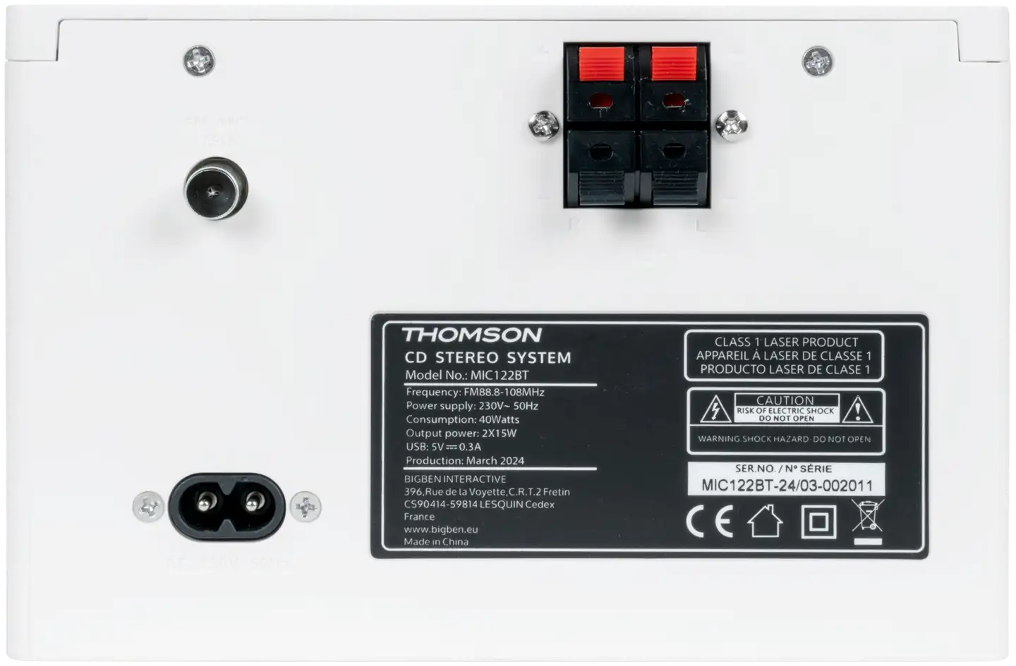 Thomson mikrohifisarja MIC121BT valkoinen - 9