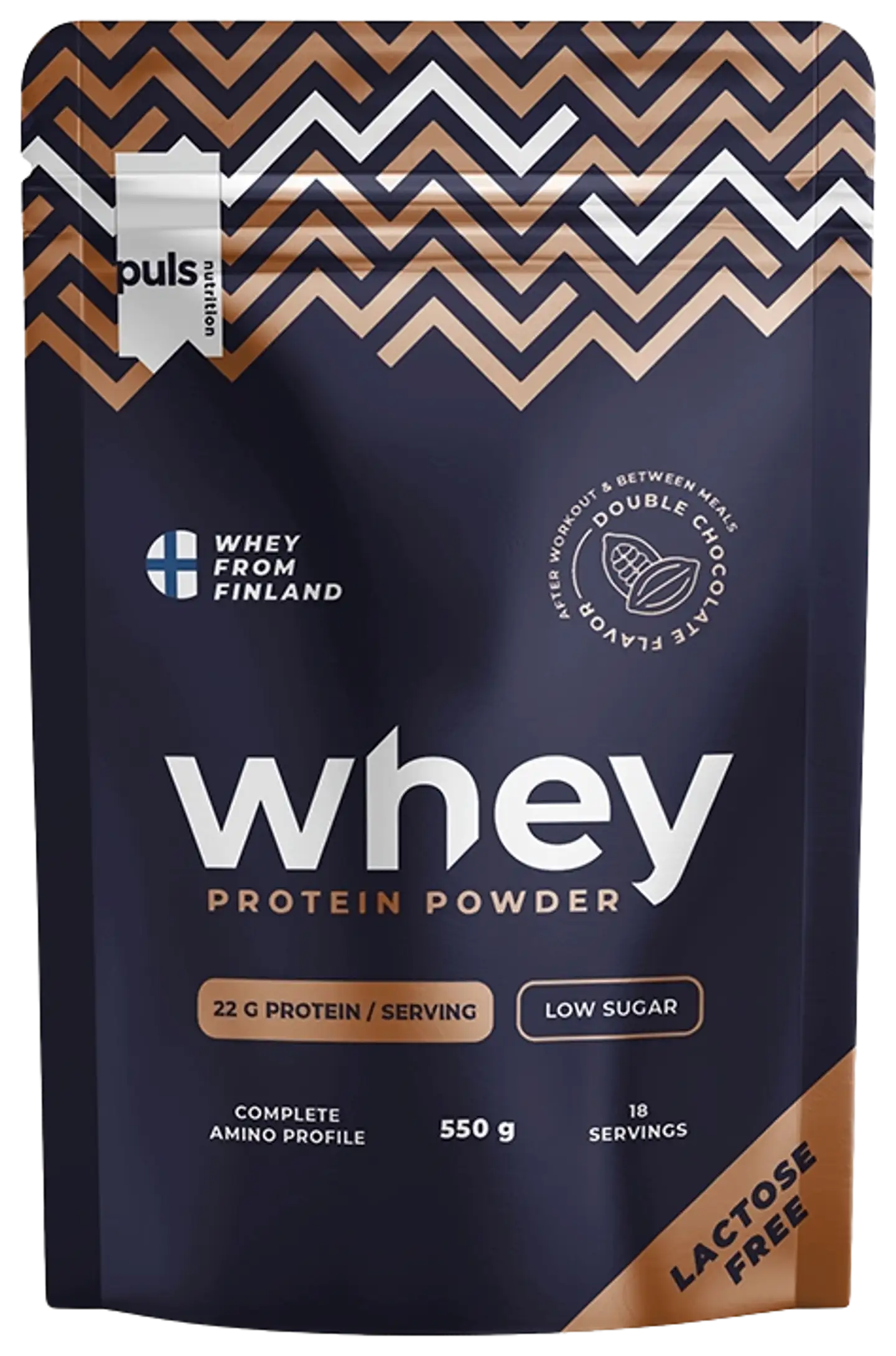 PULS WHEY Tuplasuklaa proteiinijauhe 550g laktoositon kotimainen