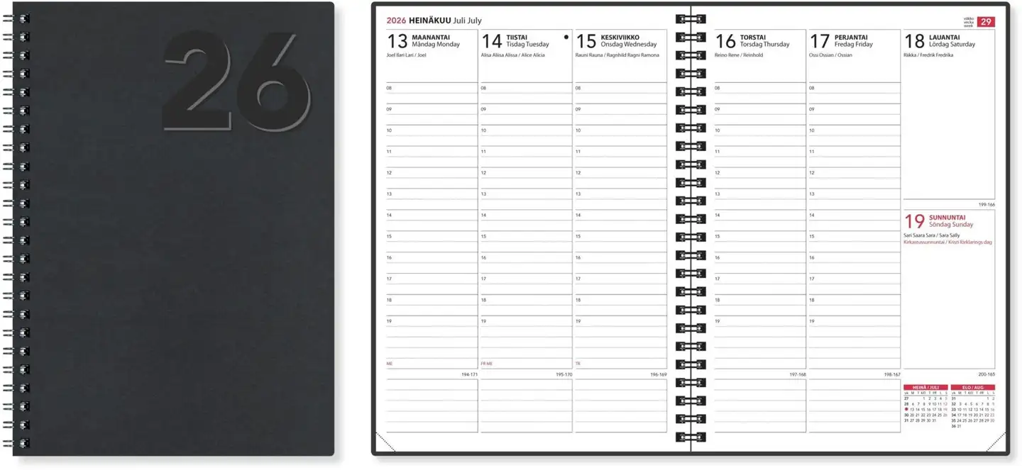 Pöytäkalenteri EkoViikkomuistio musta 2026