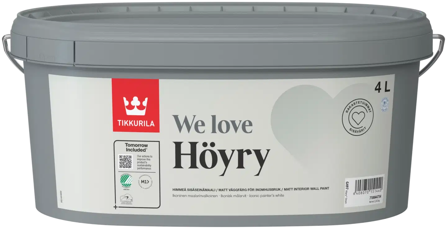 Tikkurila sisäseinämaali We love – Tikkurila Höyry 4 l