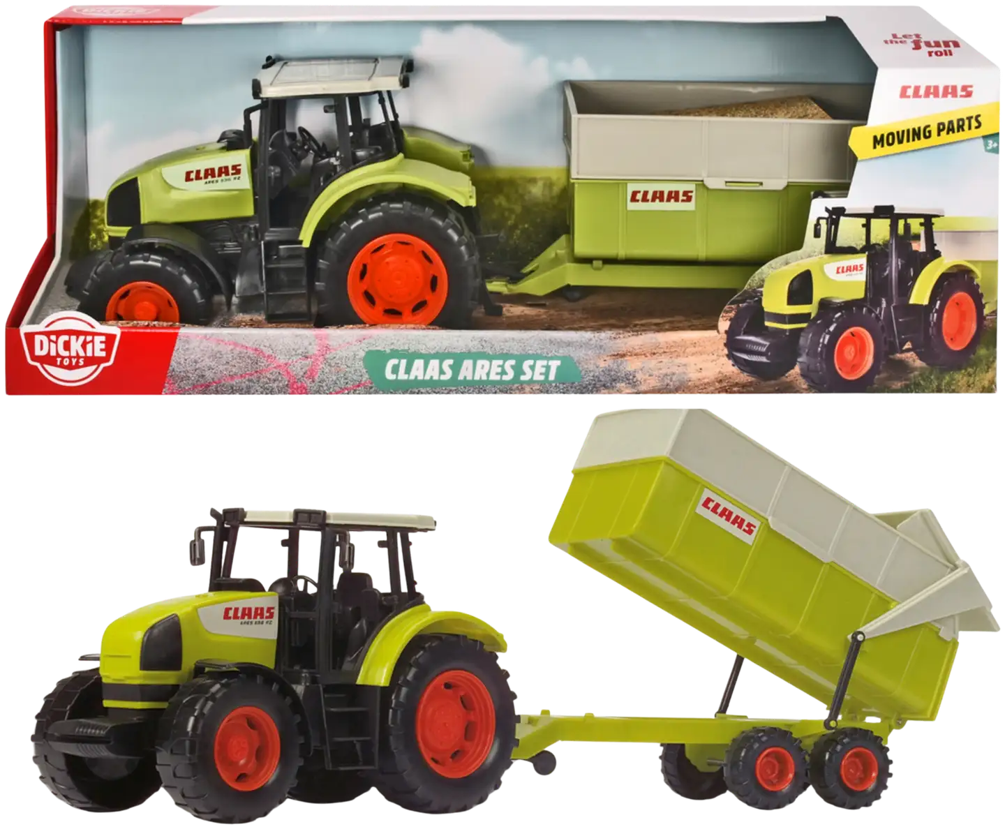 Dickie Toys CLAAS Ares traktori ja peräkärry - 1
