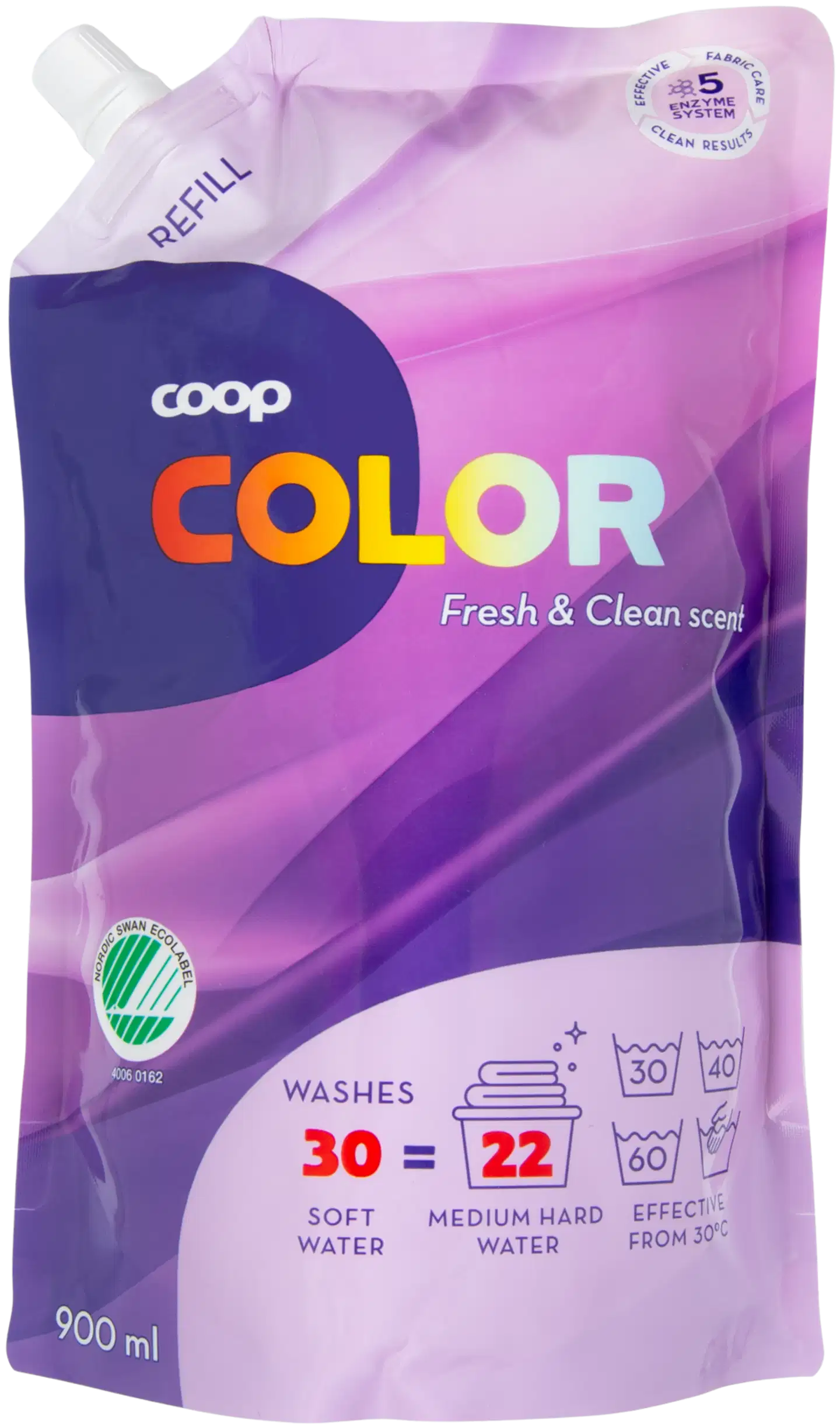 Coop Color kirjopyykin pesuneste täyttöpakkaus 900 ml