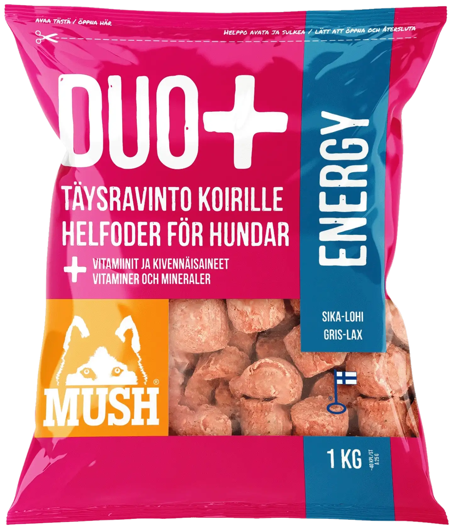 Mush DUO+ Lohi-sika täysrehu koirille 1kg