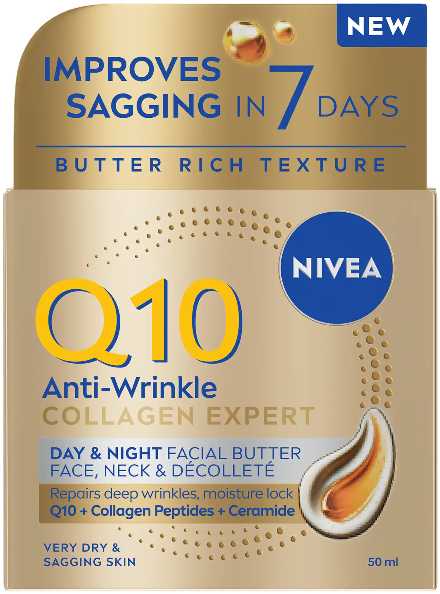 NIVEA 50ml Q10 Anti-Wrinkle Collagen Expert Day & Night Facial Butter -kasvovoi