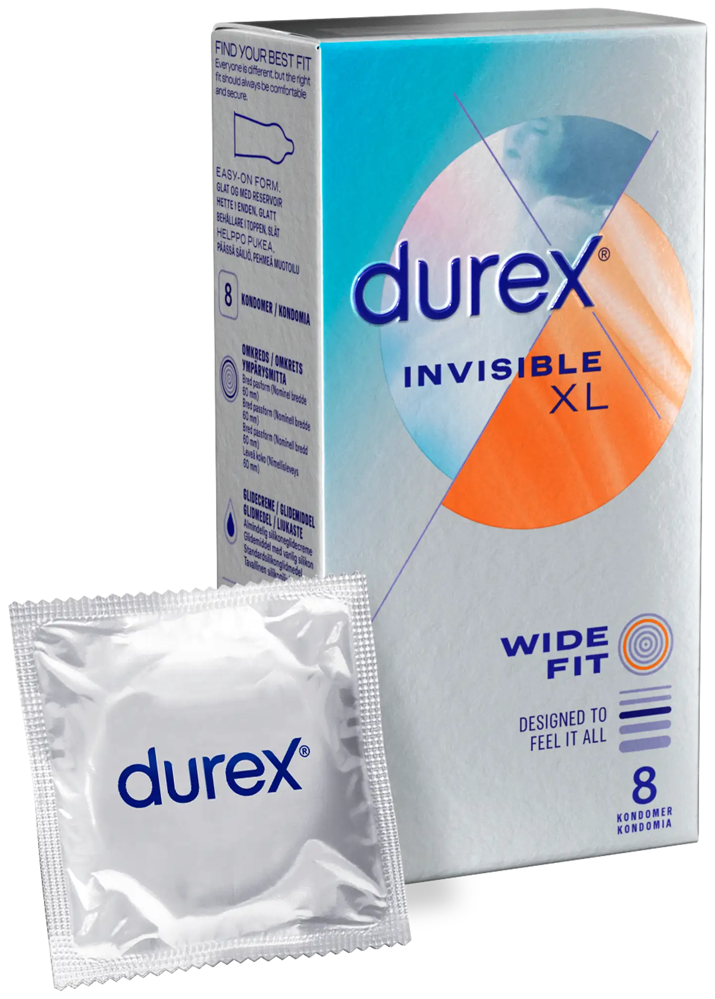 Durex Invisible XL Wide Fit Kondomi 8kpl