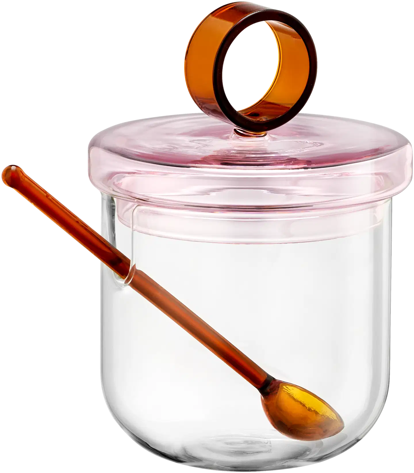 Muurla Loop sokerikko ja lusikka kirkas/pinkki/meripihka 14cm - 1