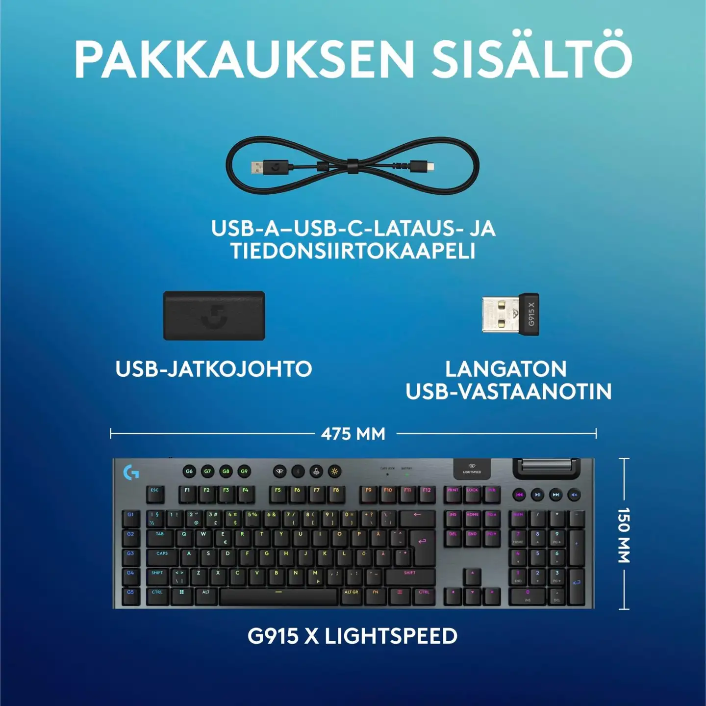 Logitech g915 x lightspeed langaton pelinäppäimistö tactile musta - 2