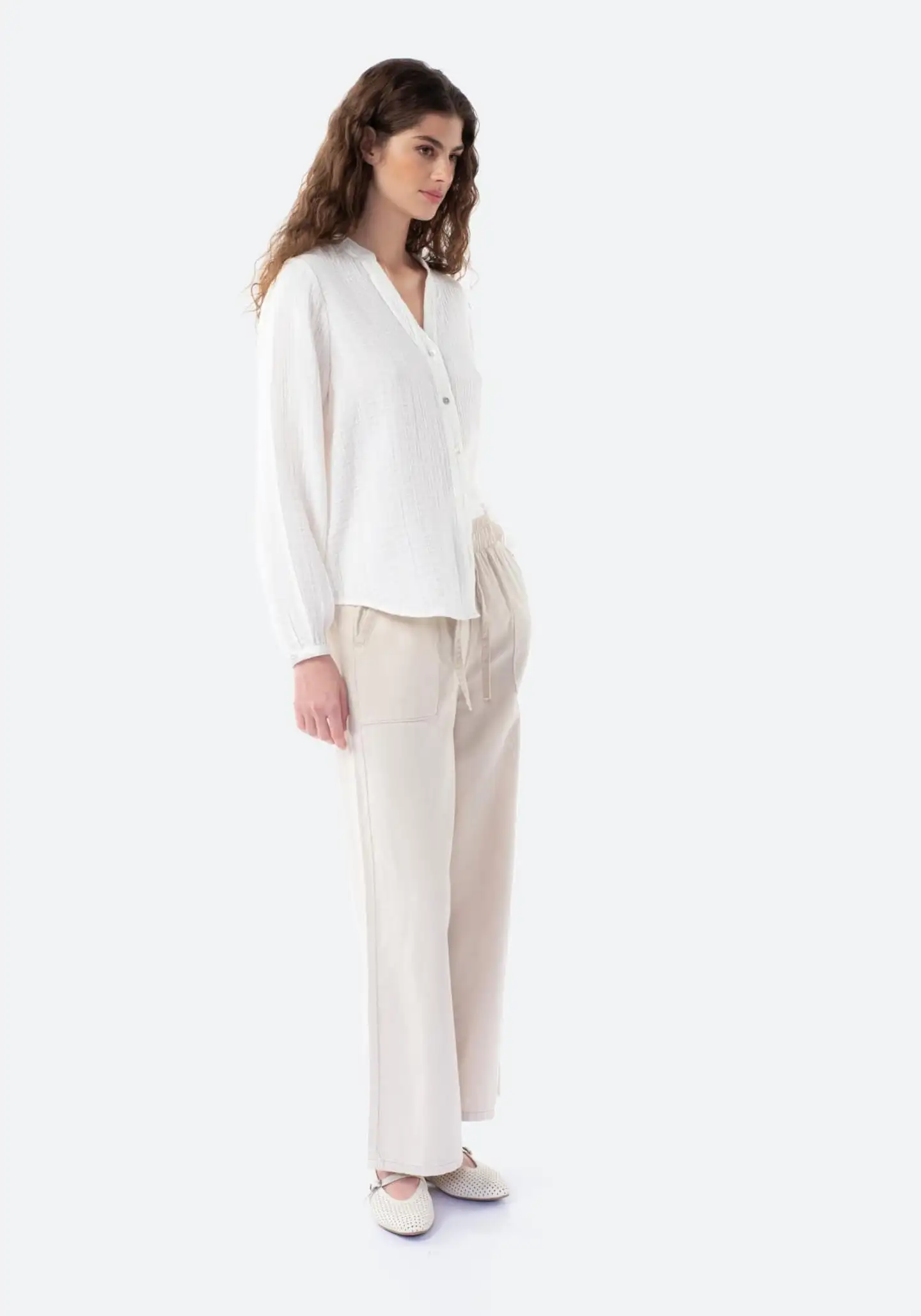 TEX naisten twillhousut I274501 - BEIGE - 4