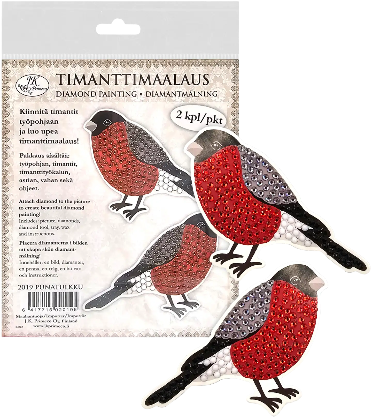 J.K. Primeco timanttimaalaus Punatulkku 2kpl - 1