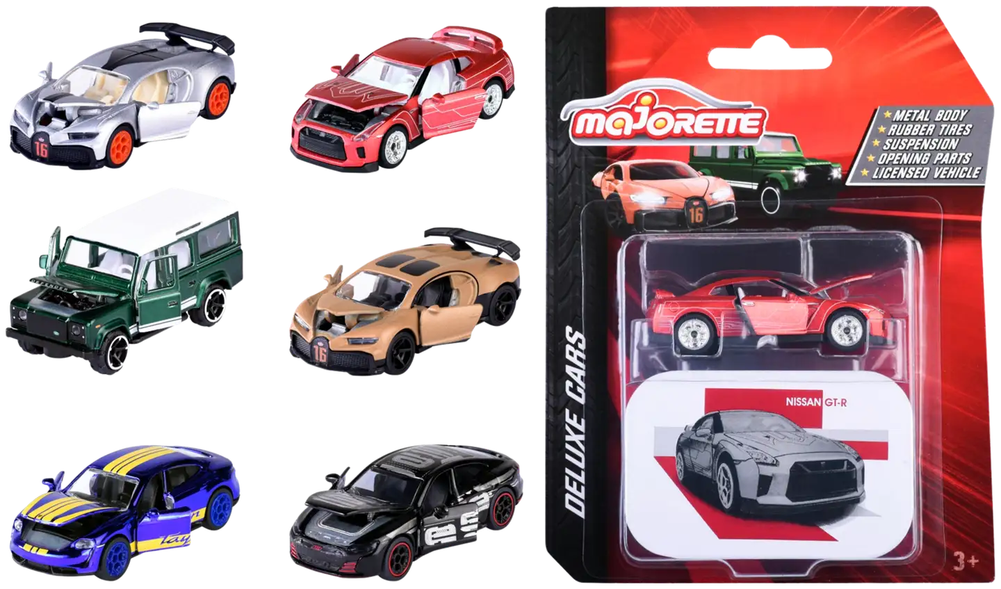 Majorette Deluxe-sarja 1:64, metallivaletut pikkuautot, 7,5 cm, useita erilaisia, myydään yksittäin - 1