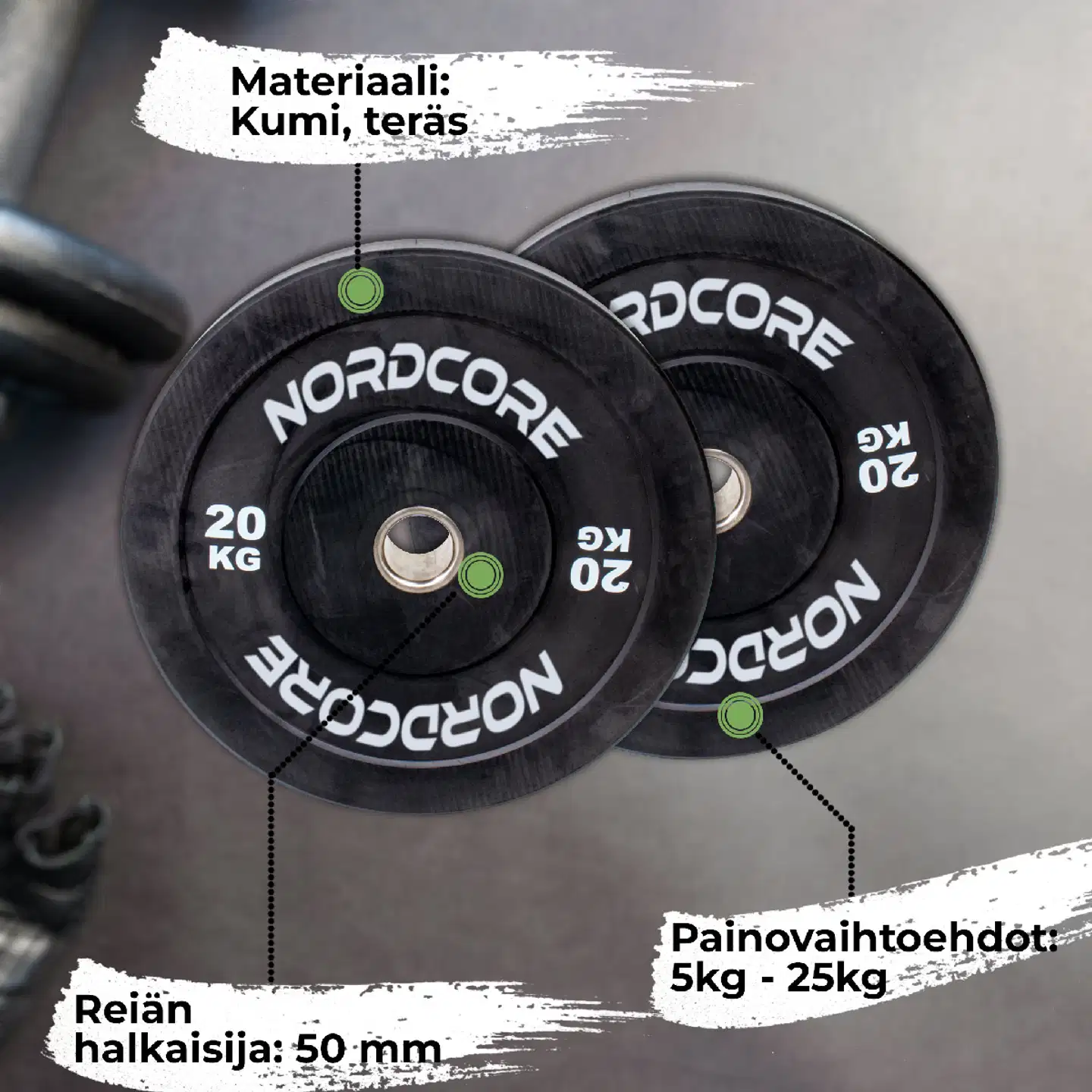 Nordcore levypainot Bumper (5-25kg), pari - 20 kg - 8
