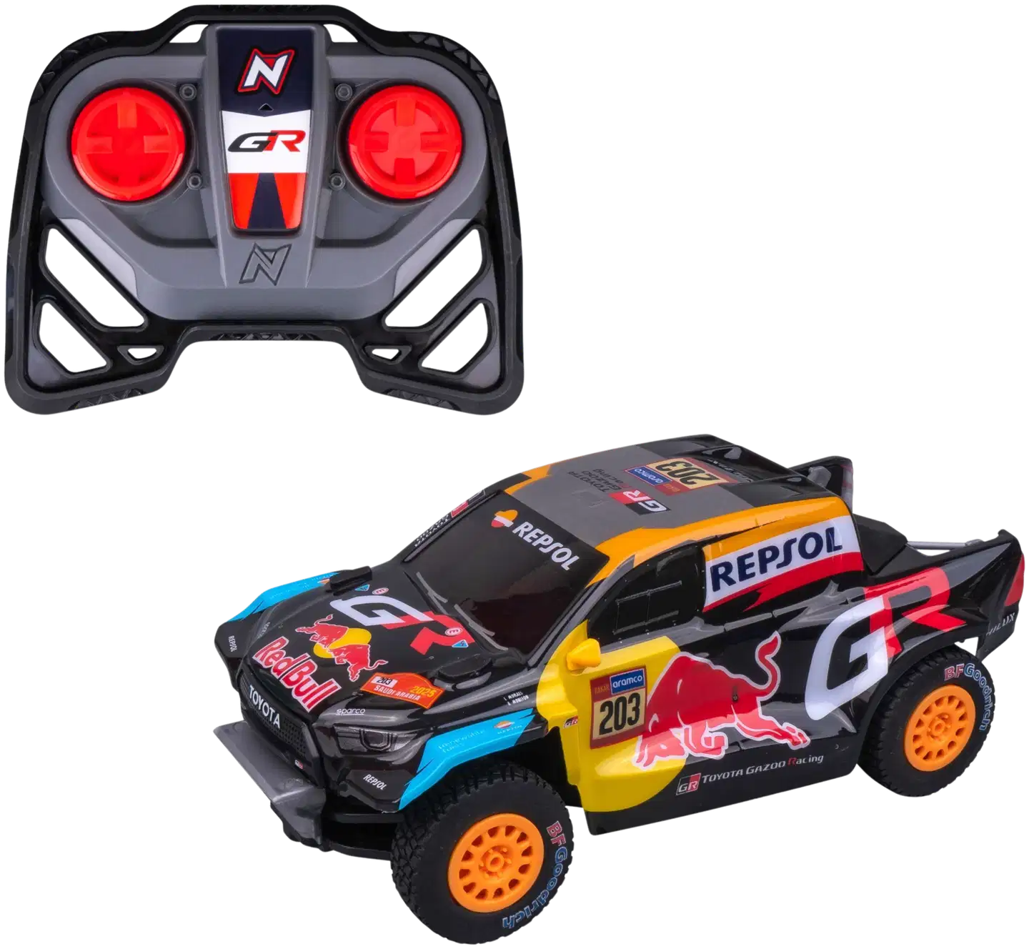 NIKKO Toyota Gazoo Racing Dakar 2025 Moraes 1:18 Radio-Ohjattava ajovaloilla - 1