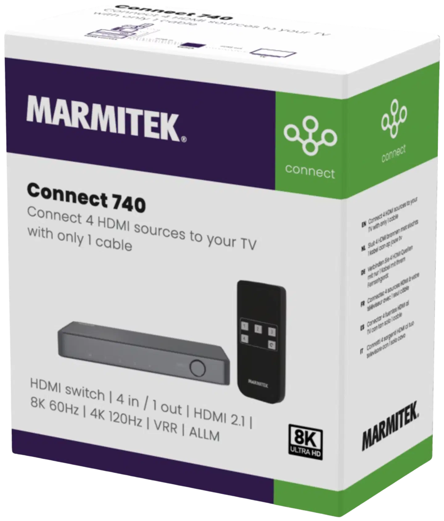 Marmitek HDMI-kytkin Connect 740 8K HDMI-kytkin - 9