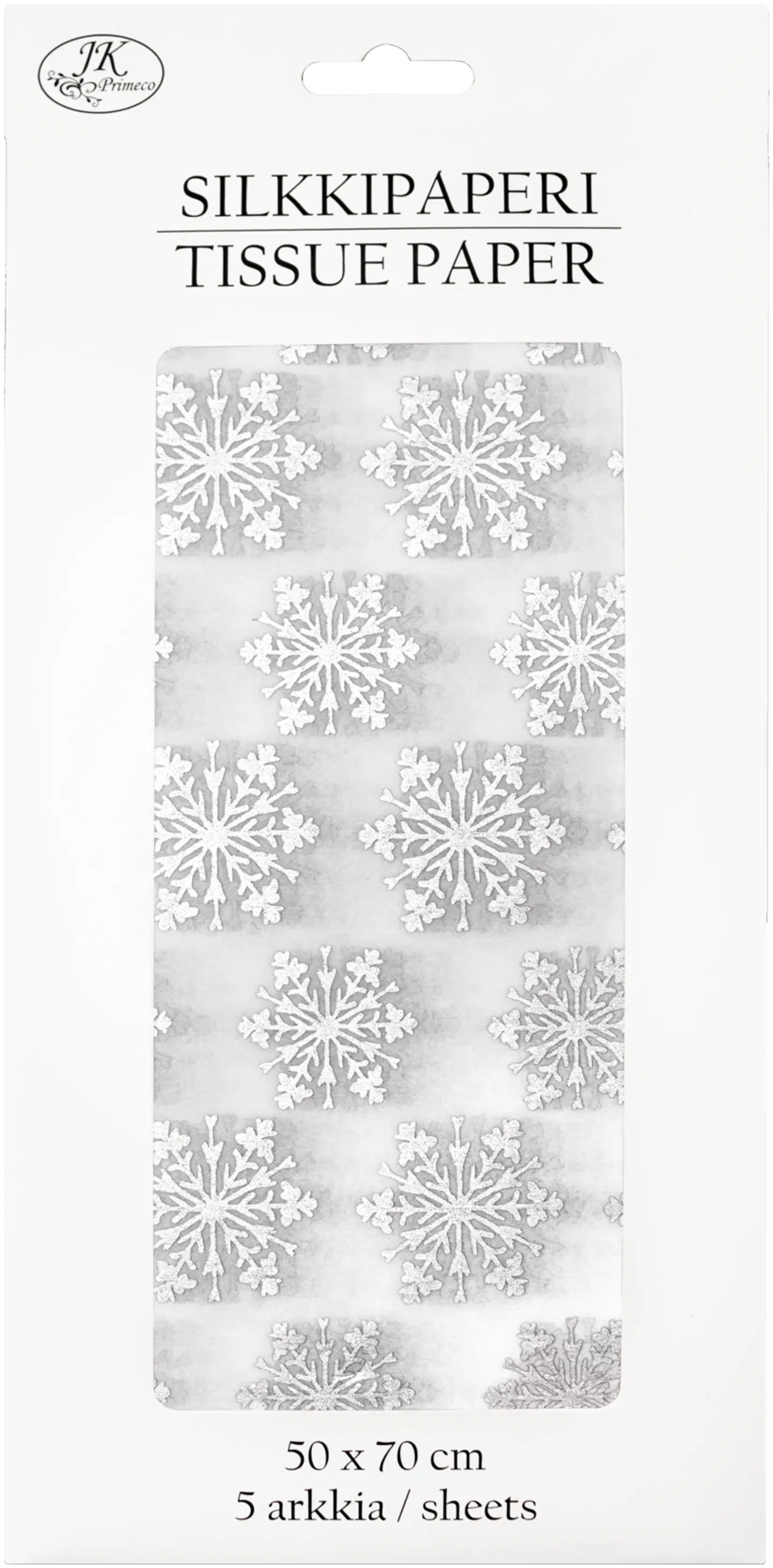 J.K. Primeco Silkkipaperi Lumihiutale hopea 5ark - 1