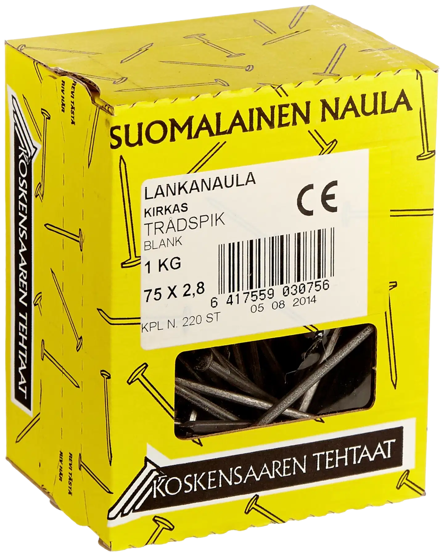 Koskensaaren Tehtaat Lankanaula kirkas 1kg 75x2,8mm - 1