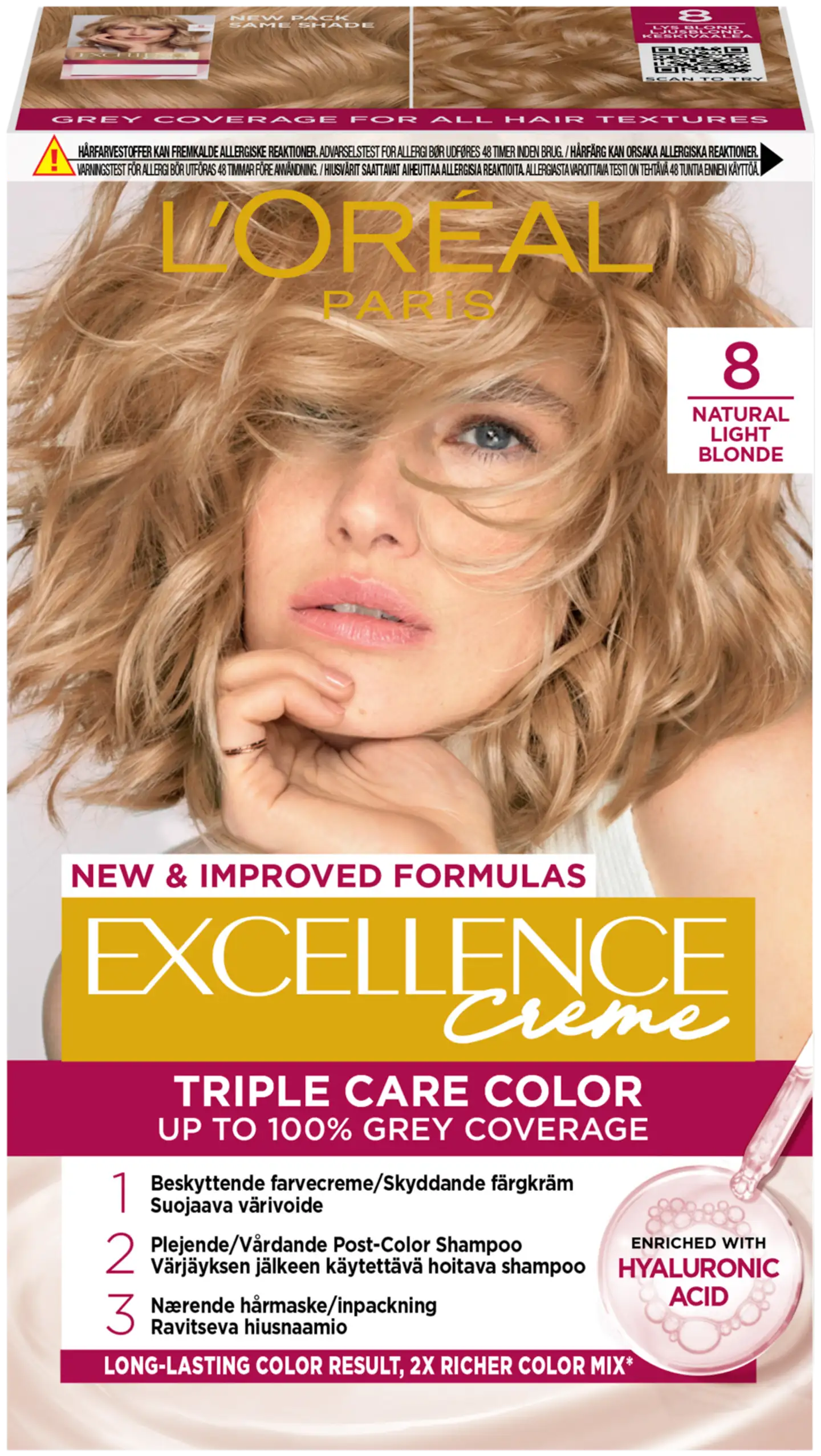 L'Oréal Paris Excellence Creme 8 Natural Light Blonde Keskivaalea kestoväri 1kpl - 1