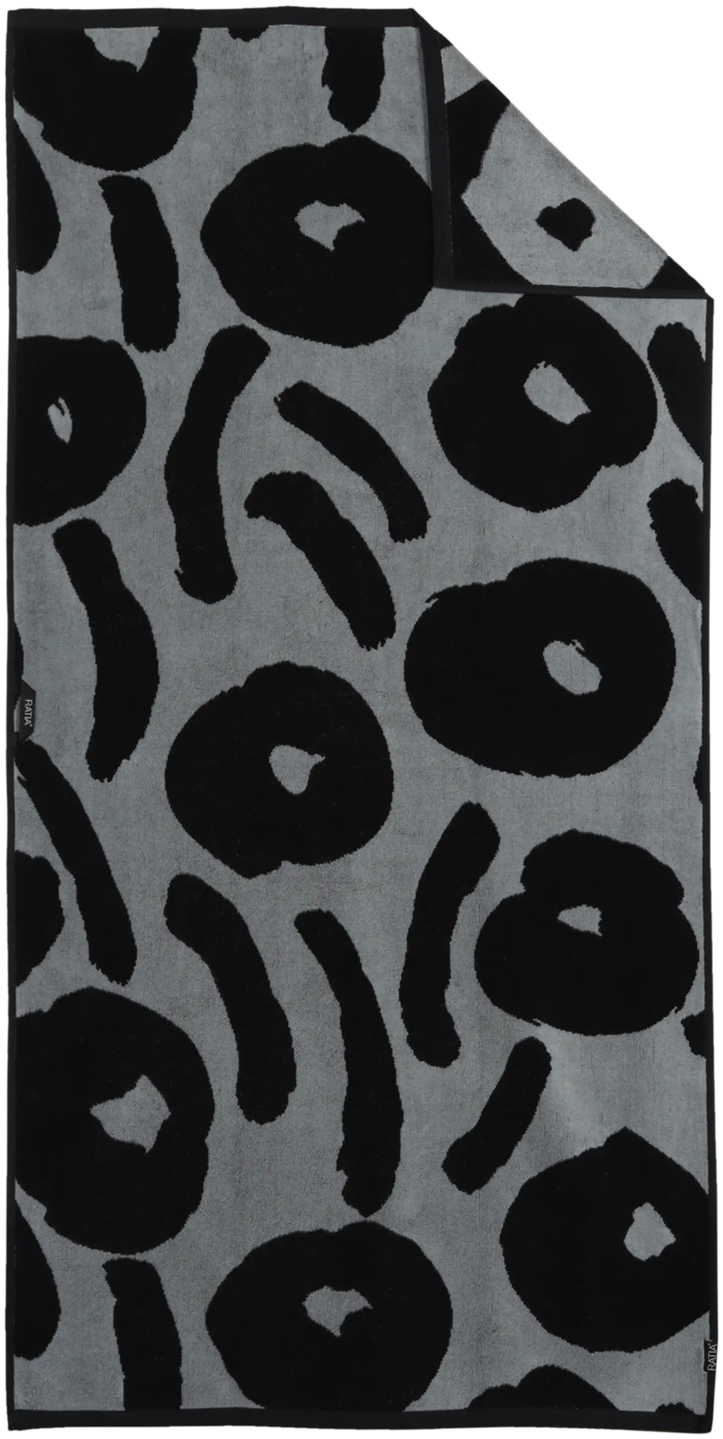 Ratia kylpypyyhe Nuppunen 70x140 cm musta/harmaa - 2