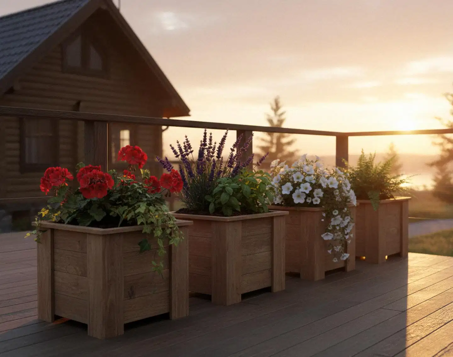 Kukkalaatikko nelikulma, luonnon ruskea, 43x49x49cm - 4