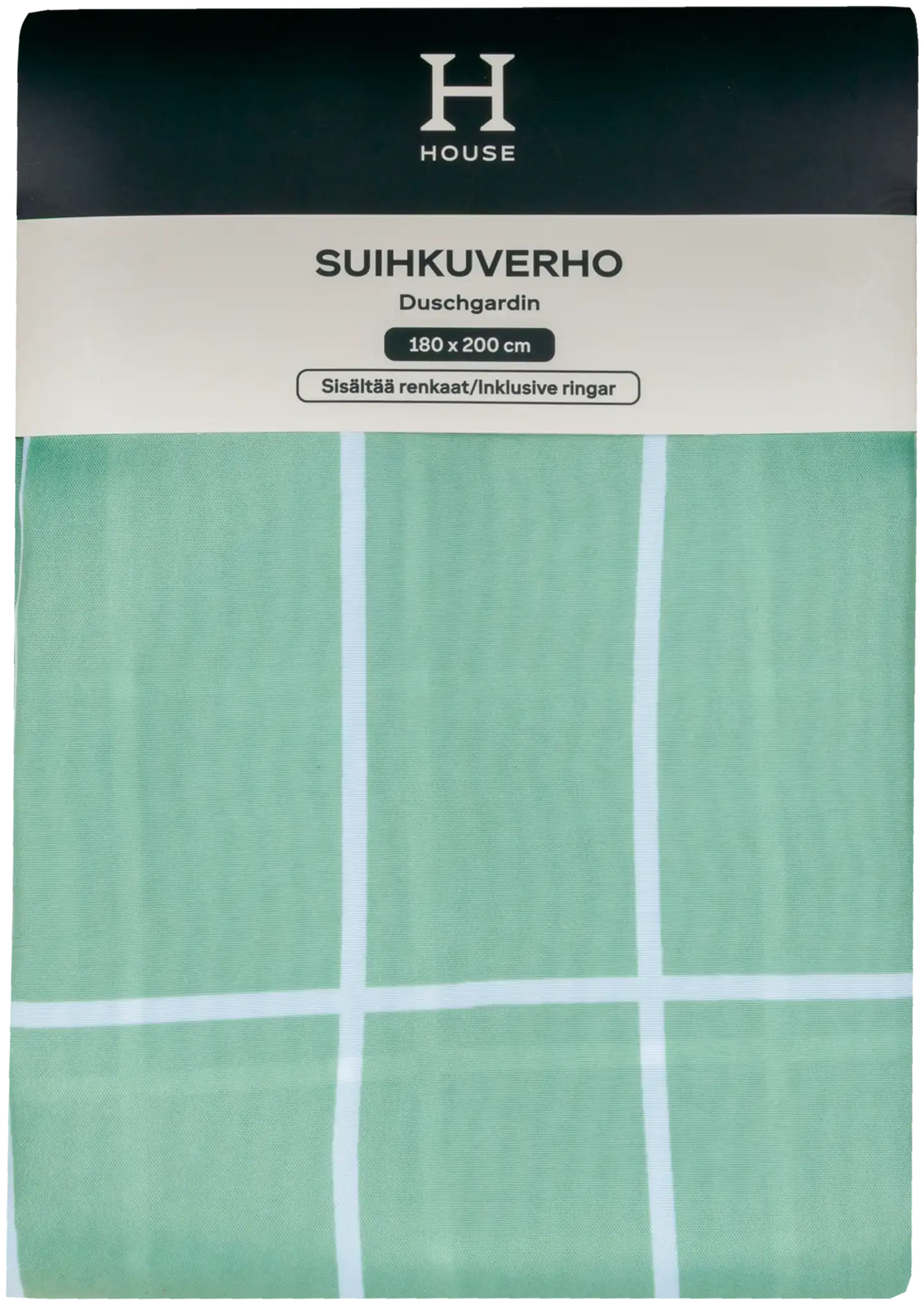 House suihkuverho Elonkorjuu 180x200 cm vihreä, PatternLab - 3