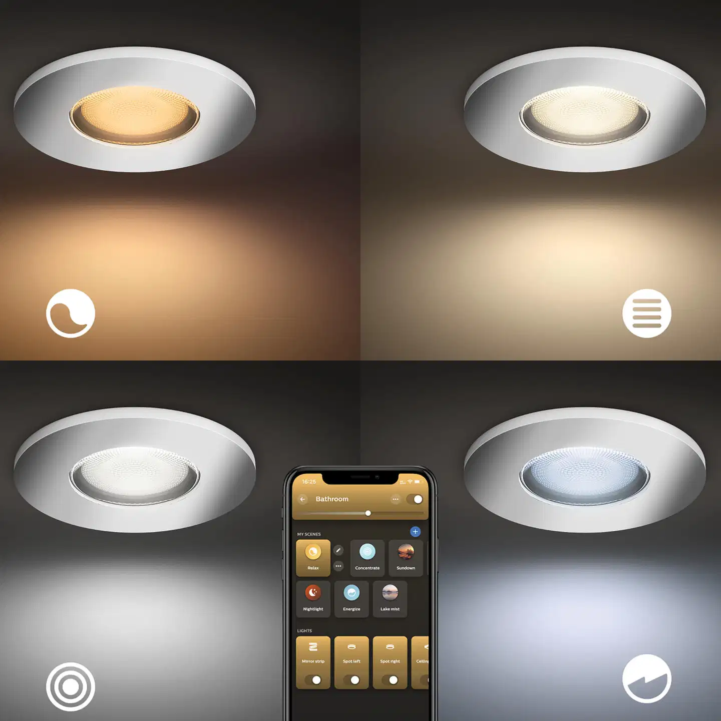Philips Hue Xamento -upotettu alasvalo kylpyhuoneeseen 4.2W 2000-6500K 1200LM chrome 3 kappaletta - 5