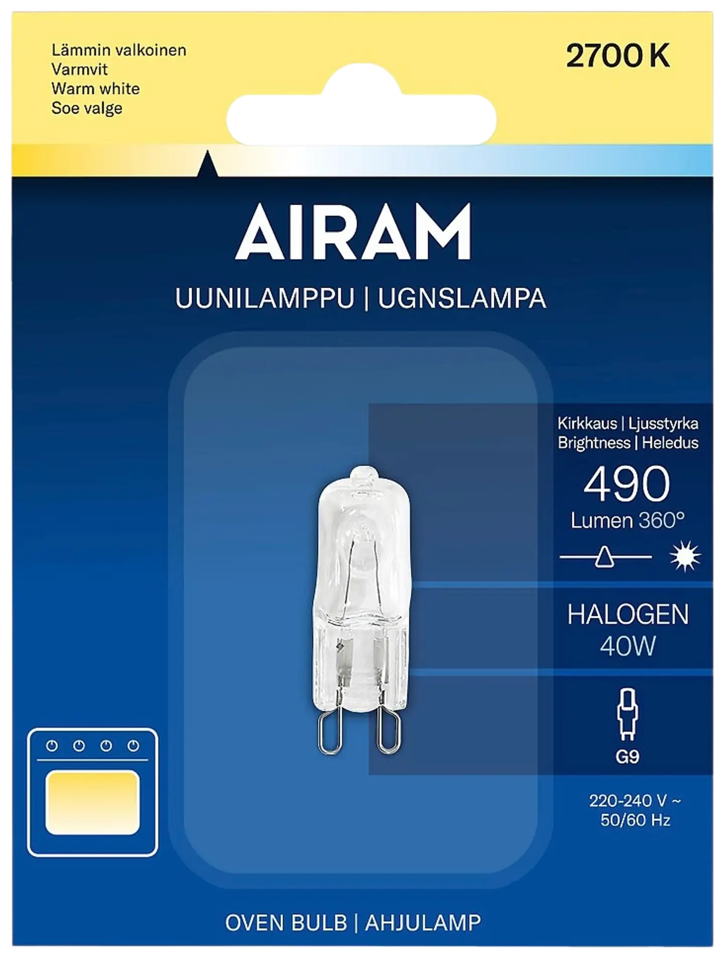 Airam HALO PO 40W 490lm G9 UUNILAMPPU - 2