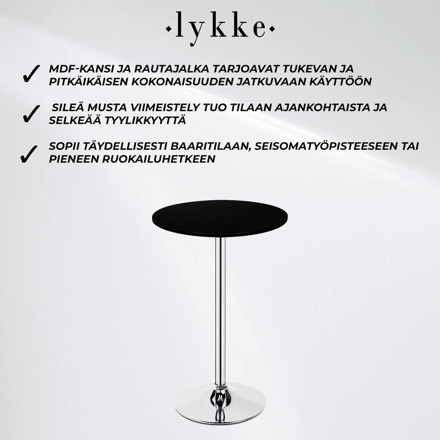 Lykke baaripöytä comfort 60x105 cm, musta - 3