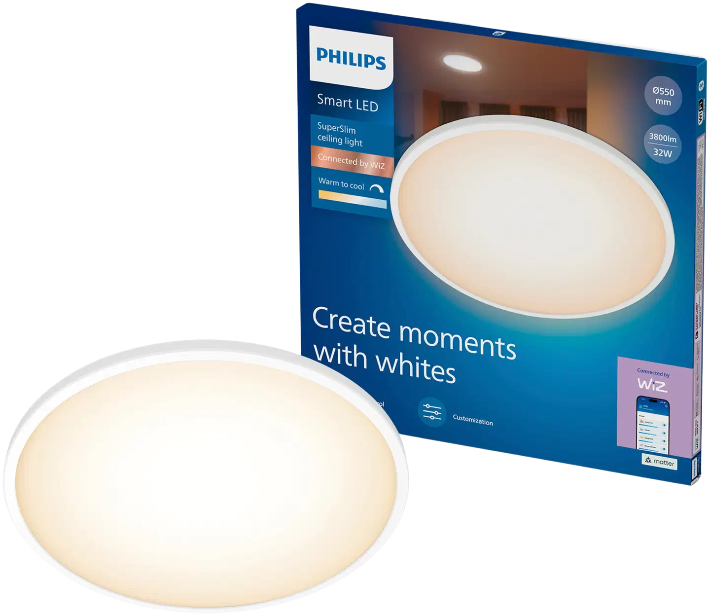 Philips Smart Lighting SuperSlim kattovalaisin 32W 2700–6500K 3800lm pyöreä - 1