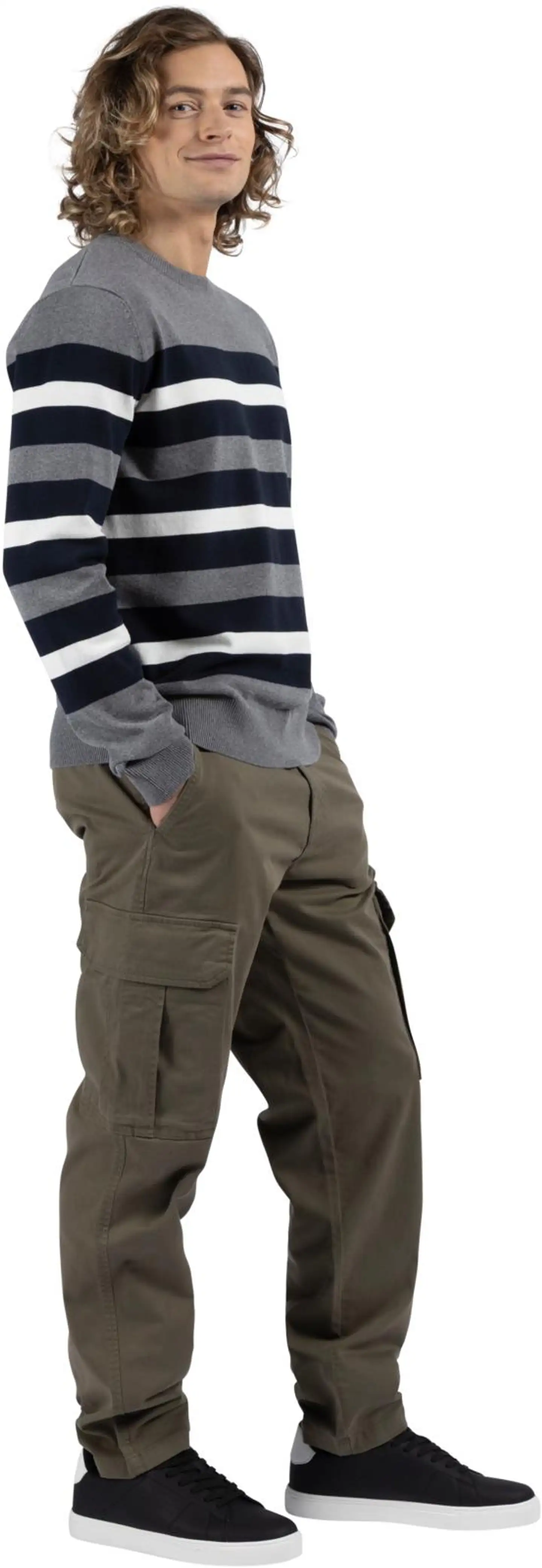 House miesten raidallinen neulepusero 195H032605 - Grey-black-white stripe - 8