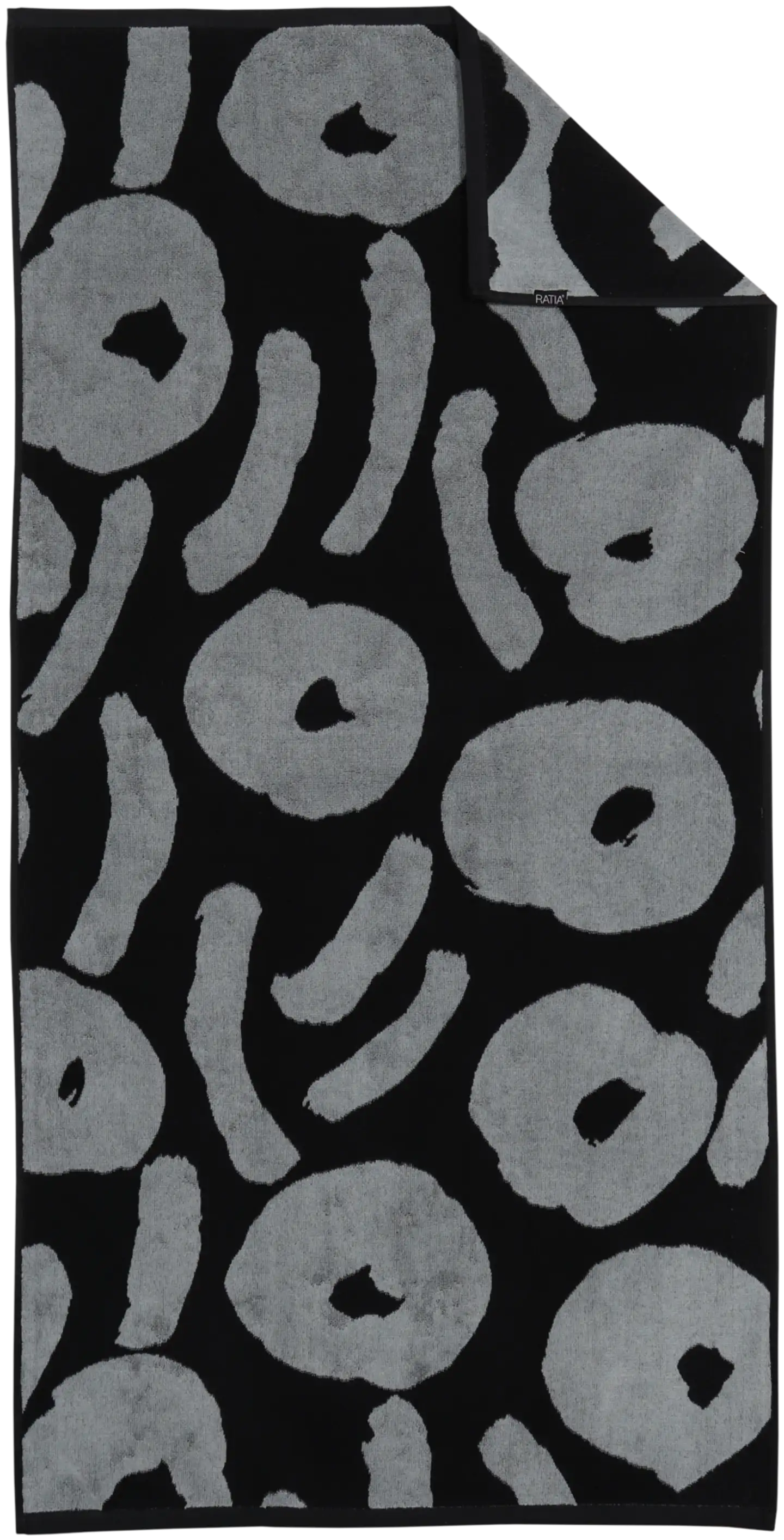 Ratia kylpypyyhe Nuppunen 70x140 cm musta/harmaa - 1