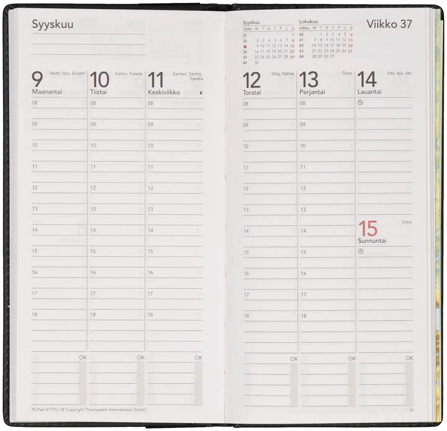 Time System Taskukalenteri TS Classic 2027 musta - 2