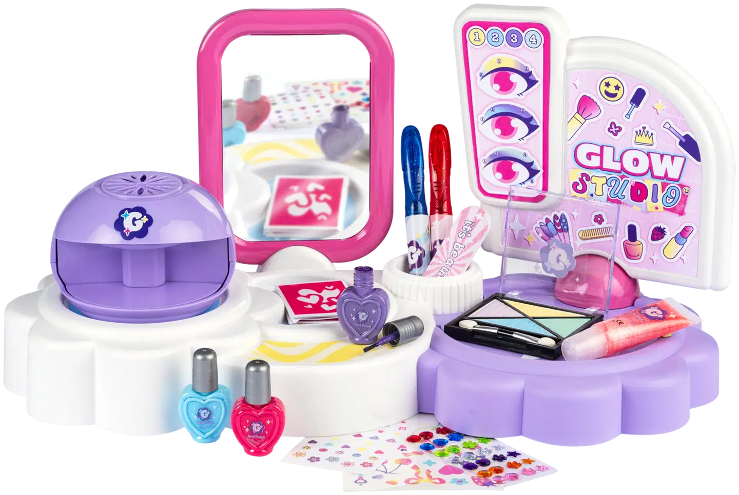 Smoby Glam 3in1 kauneusstudio; meikki-, manikyyri- ja tatuointileikkisetti - 2