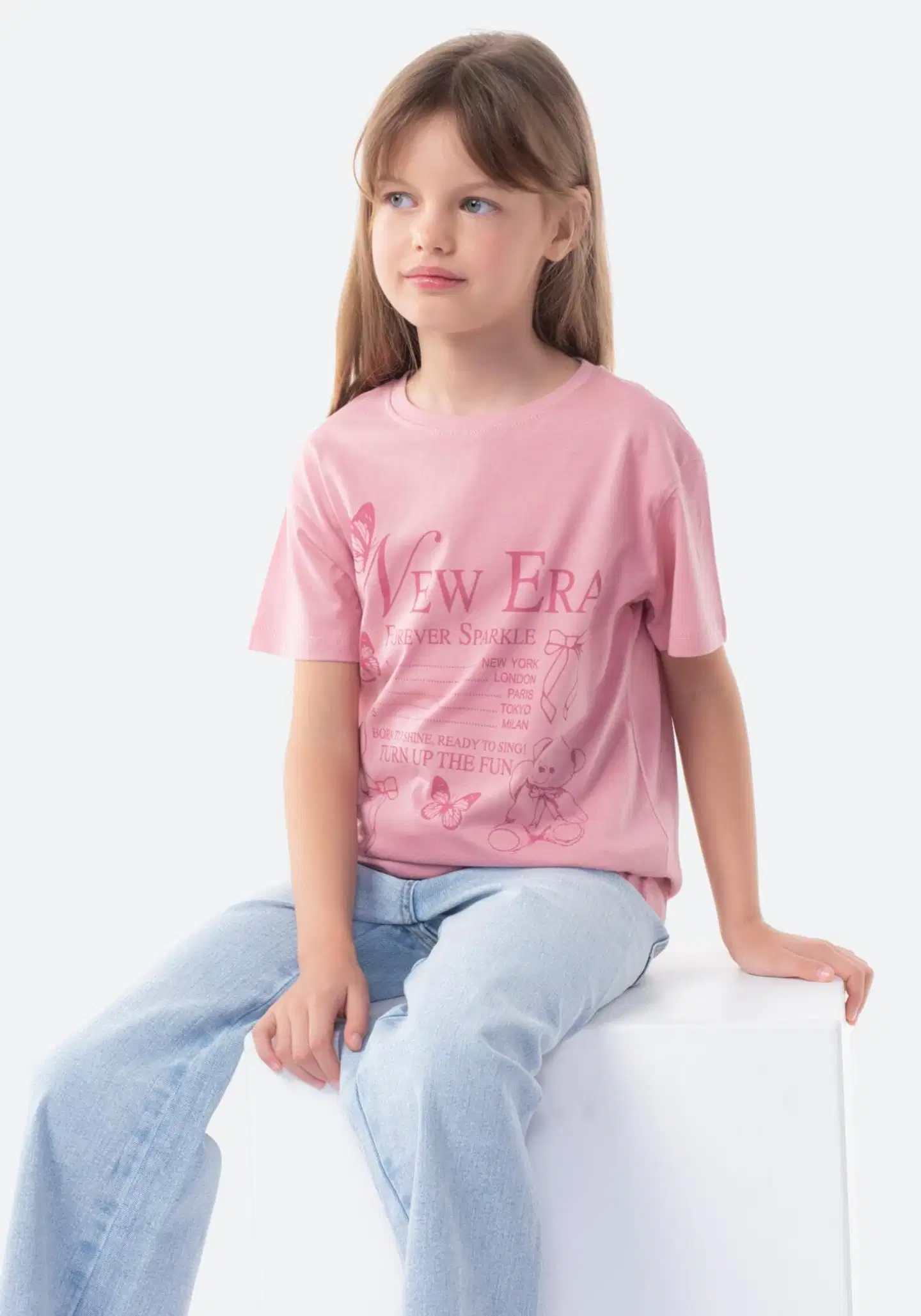TEX BASIC lasten t-paita I276629 - PINK 2 - 4