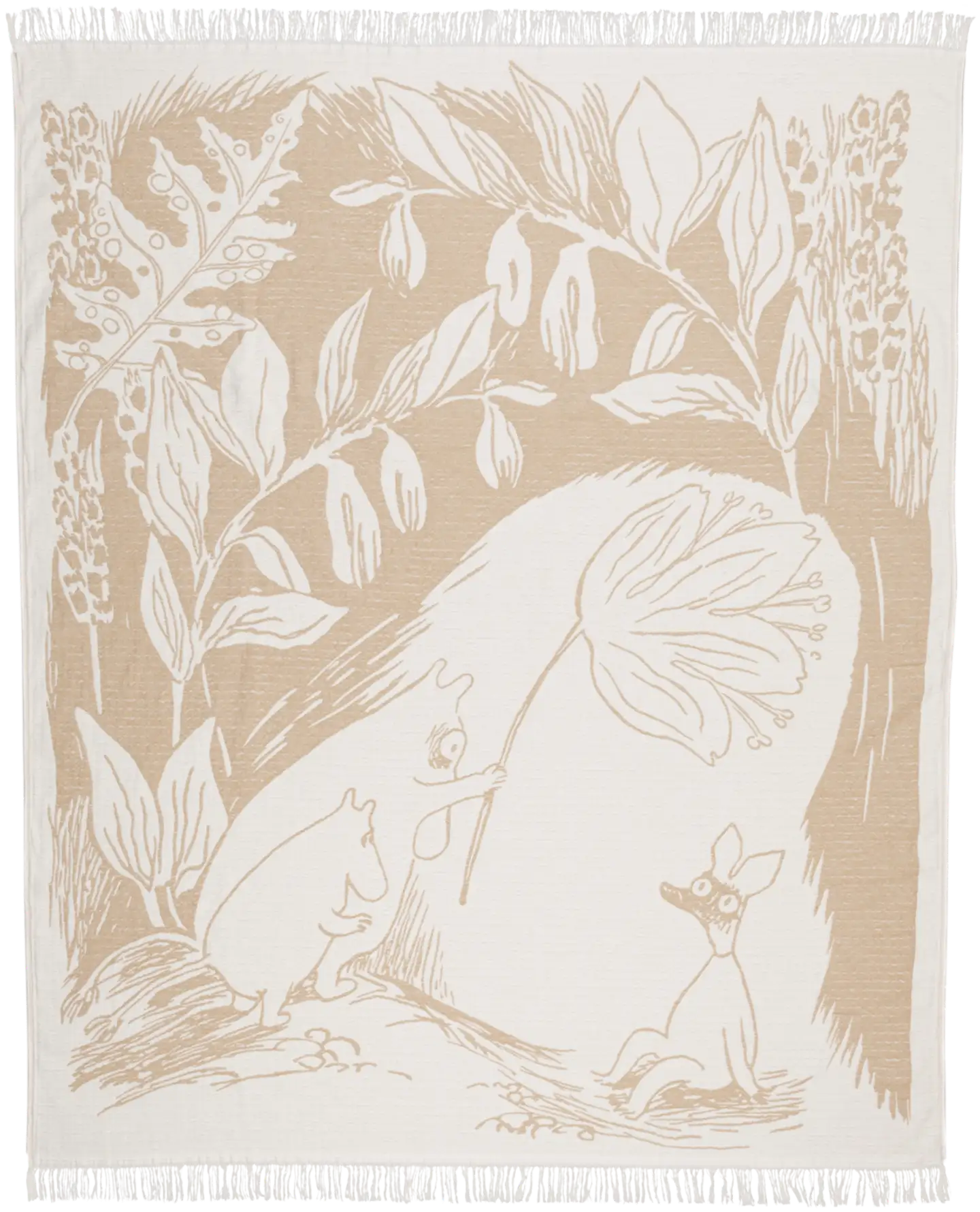 Moomin Arabia Finland Muumi puuvillahuopa 130x170 cm beige
